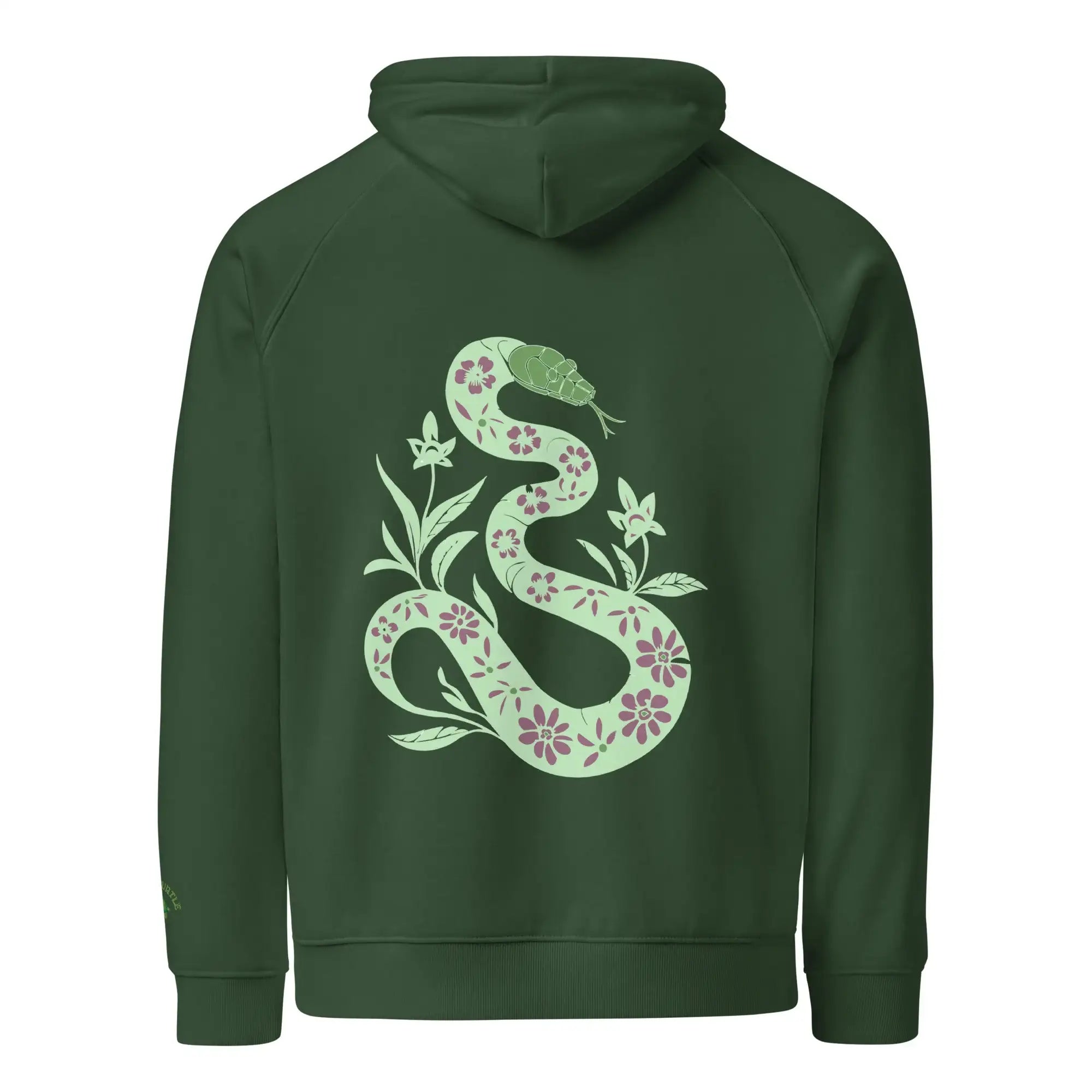 Snake Light Green | Eco-Friendly | Embroidered Hoodie | TeeandTurtle | Sustainable