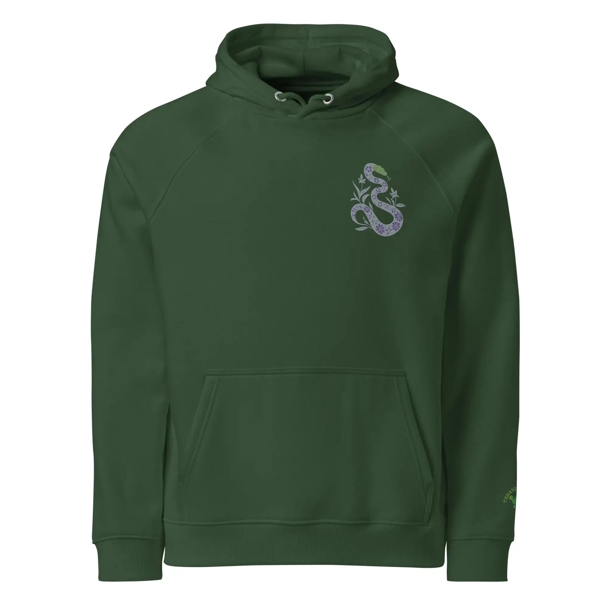 Snake Light Green | Eco-Friendly | Embroidered Hoodie | TeeandTurtle | Sustainable