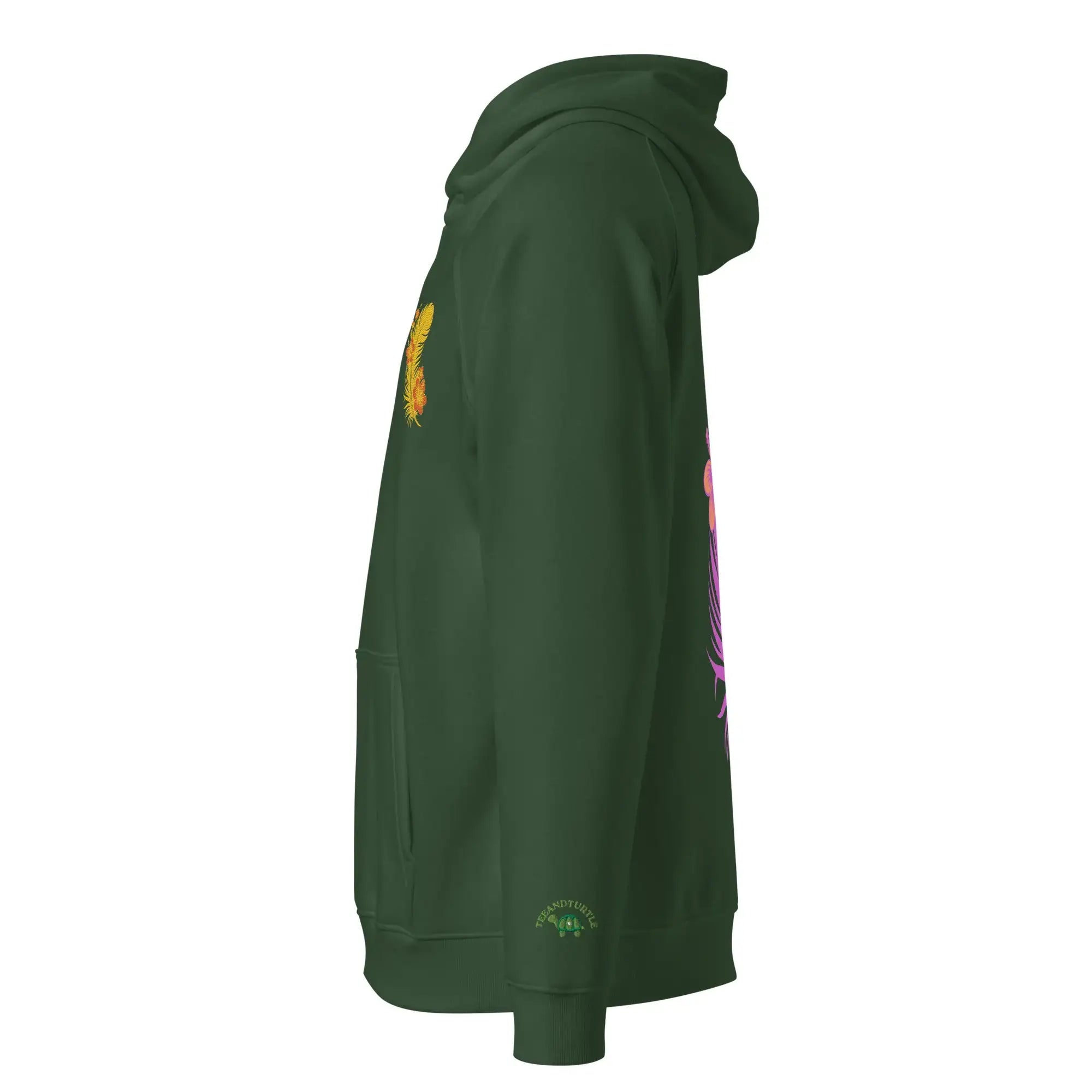 Pink Feather | Eco-Friendly | Embroidered Hoodie | TeeandTurtle | Sustainable