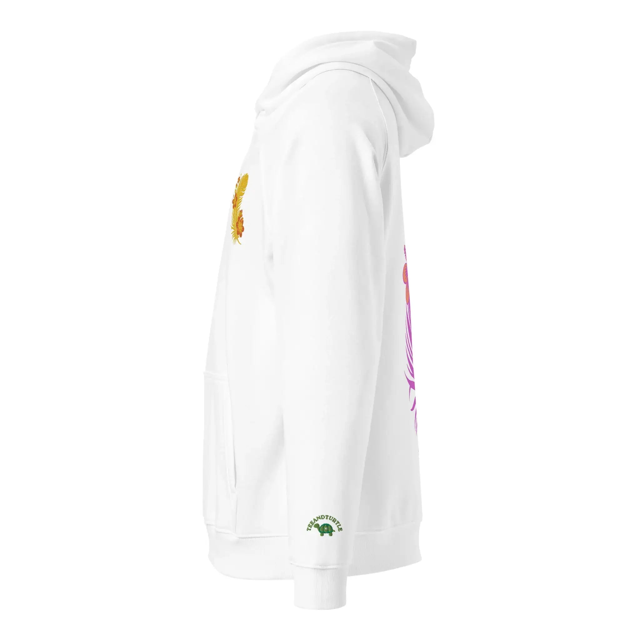 Pink Feather | Eco-Friendly | Embroidered Hoodie | TeeandTurtle | Sustainable