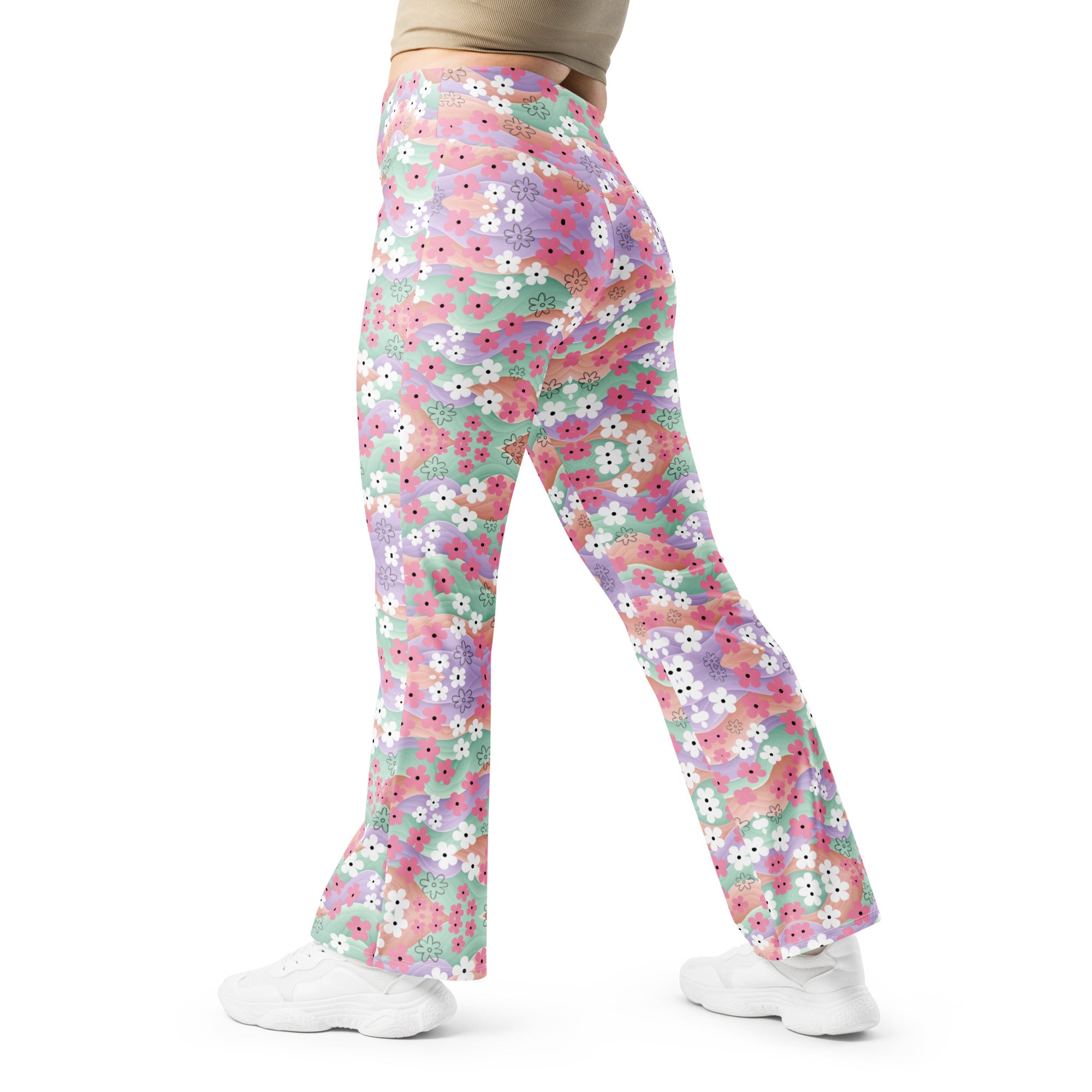 Wave Of Flowers | Eco-Friendly | Flare Leggings | TeeandTurtle | Sustainable