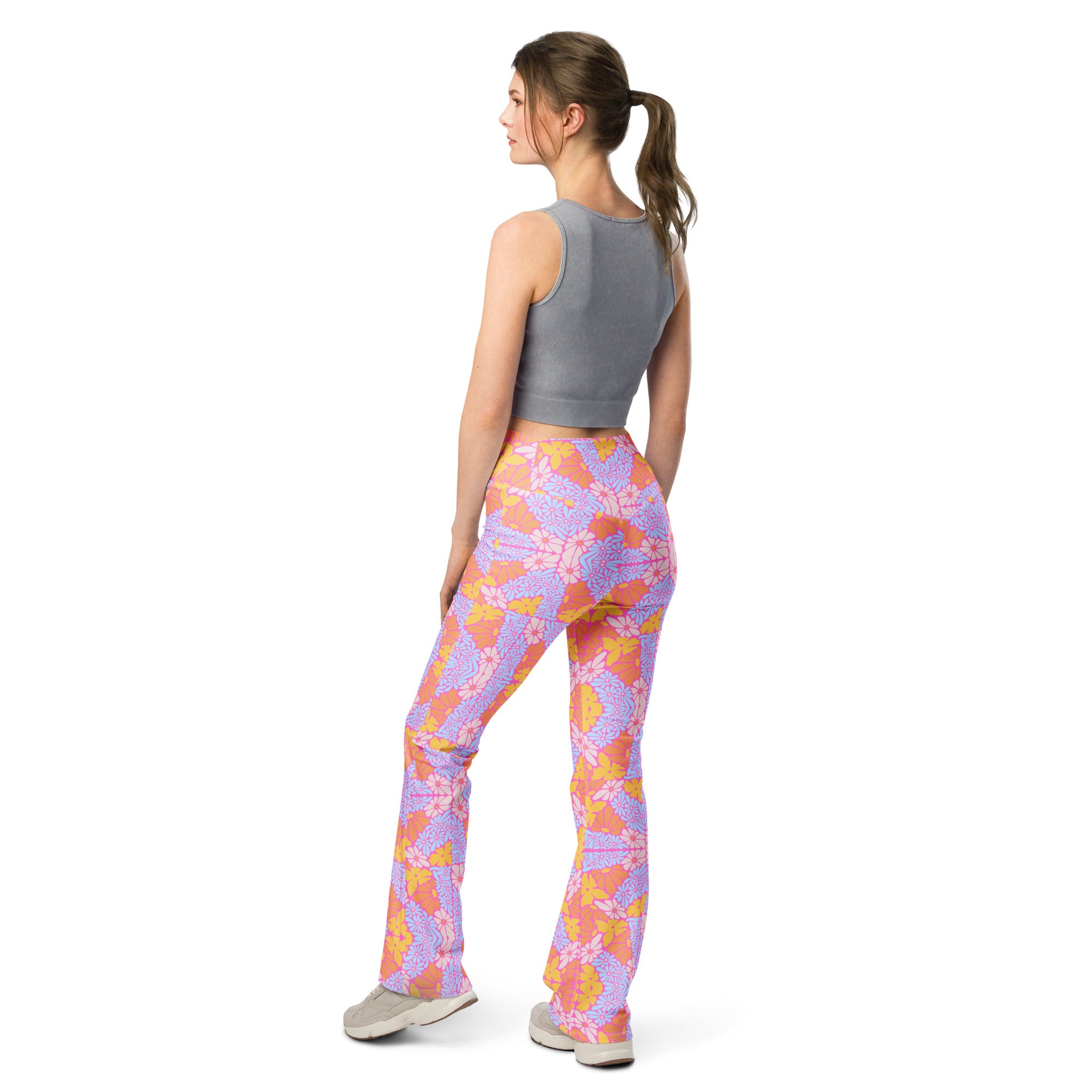 Bright Floral | Eco-Friendly | Flare Leggings | TeeandTurtle | Sustainable