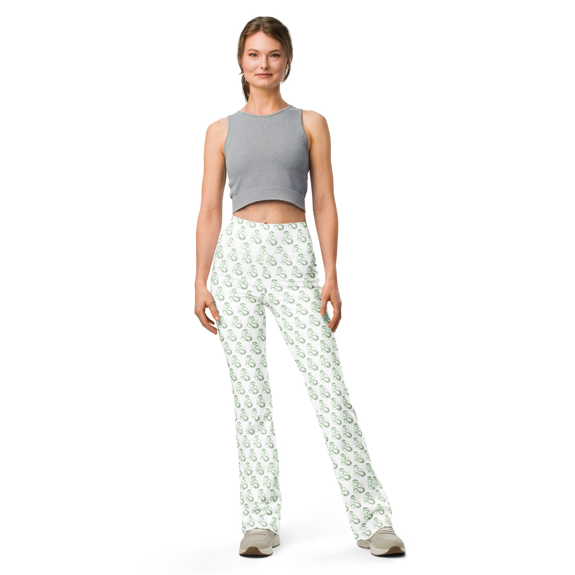 Snake Light Green | Eco-Friendly | Flare Leggings | TeeandTurtle | Sustainable
