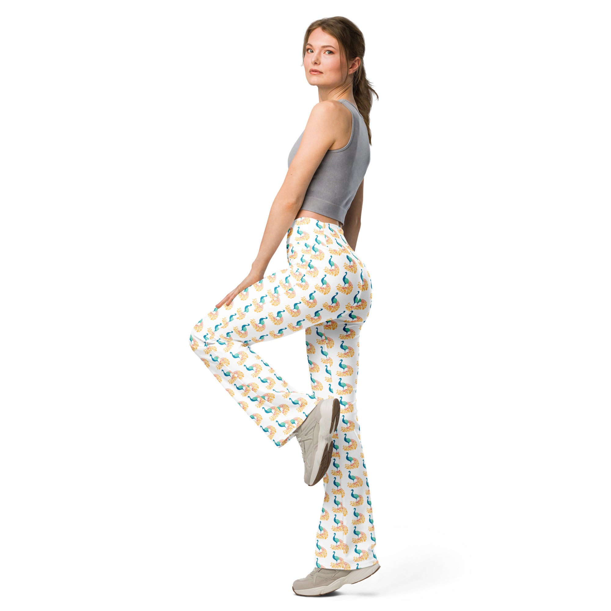 Peacock | Eco-Friendly | Flare Leggings | TeeandTurtle | Sustainable