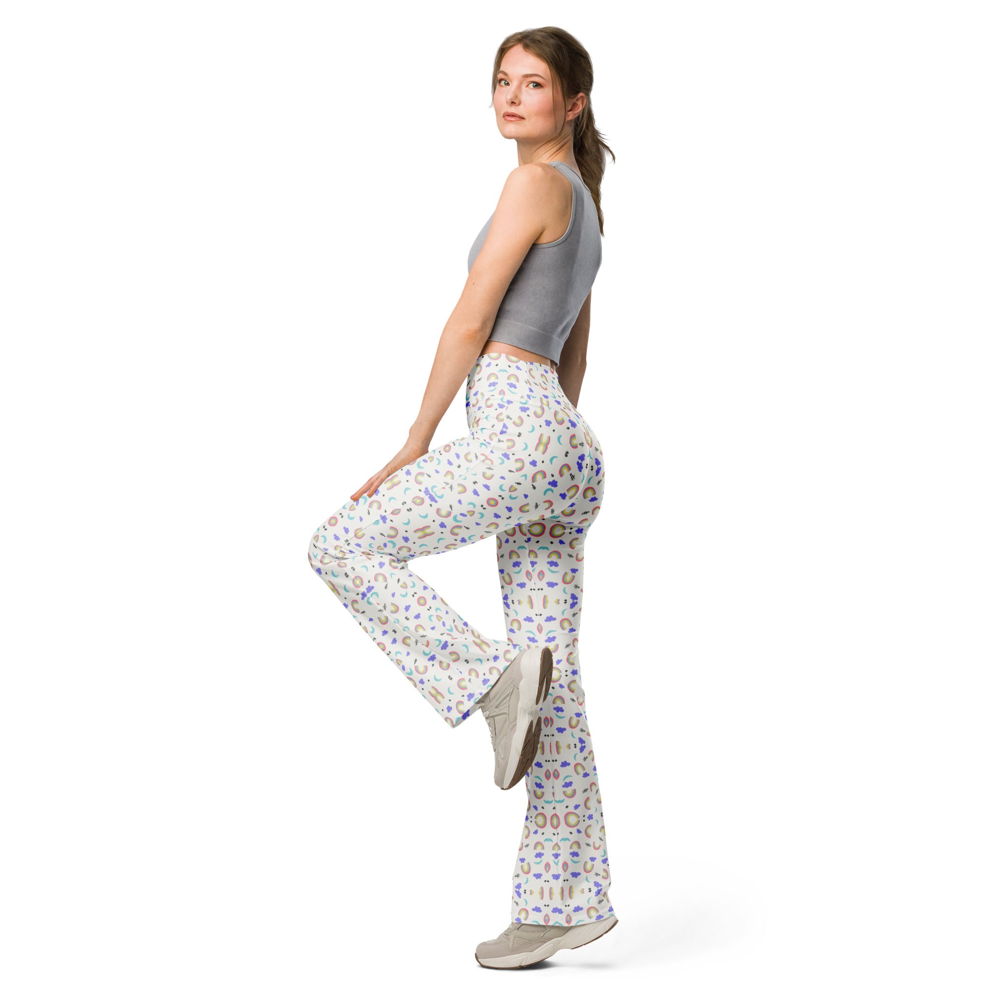 Rainbow Clouds | Eco-Friendly | Flare Leggings | TeeandTurtle | Sustainable