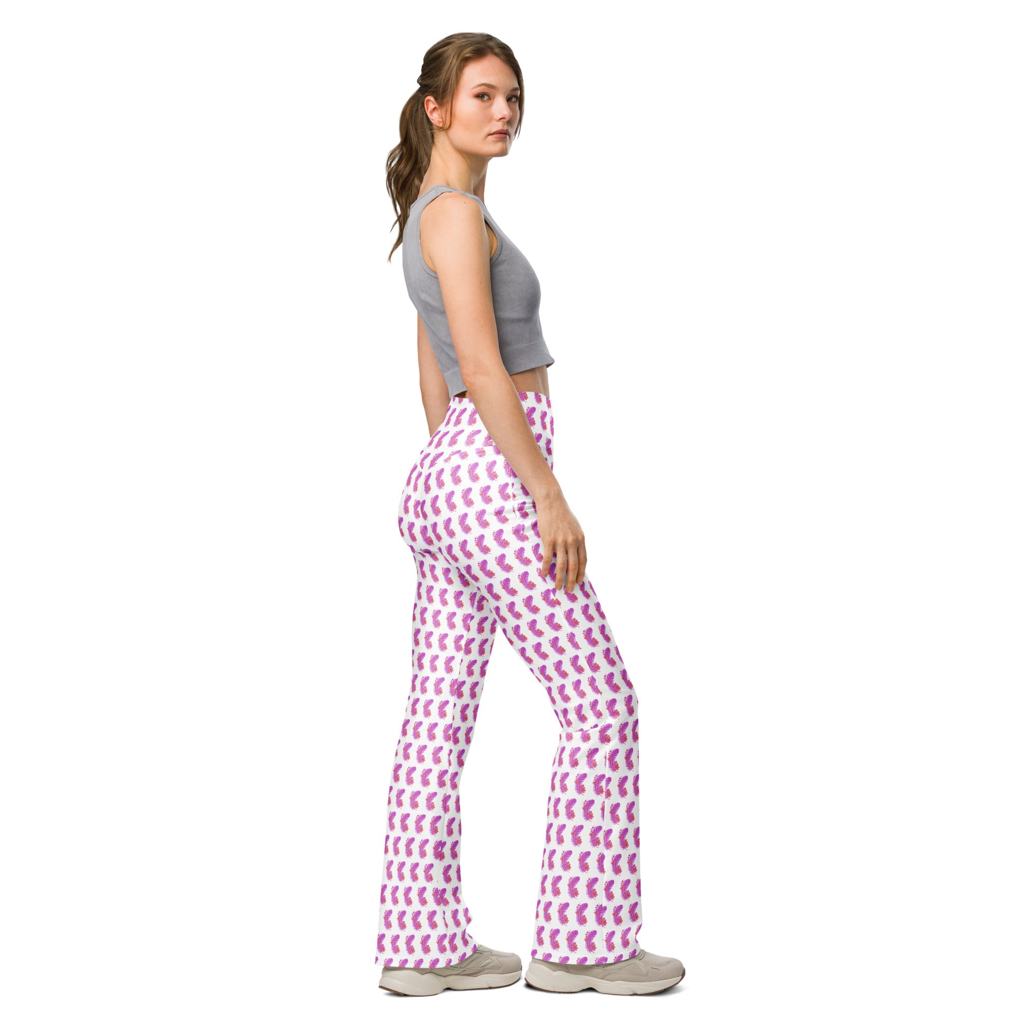 Pink Feather | Eco-Friendly | Flare Leggings | TeeandTurtle | Sustainable