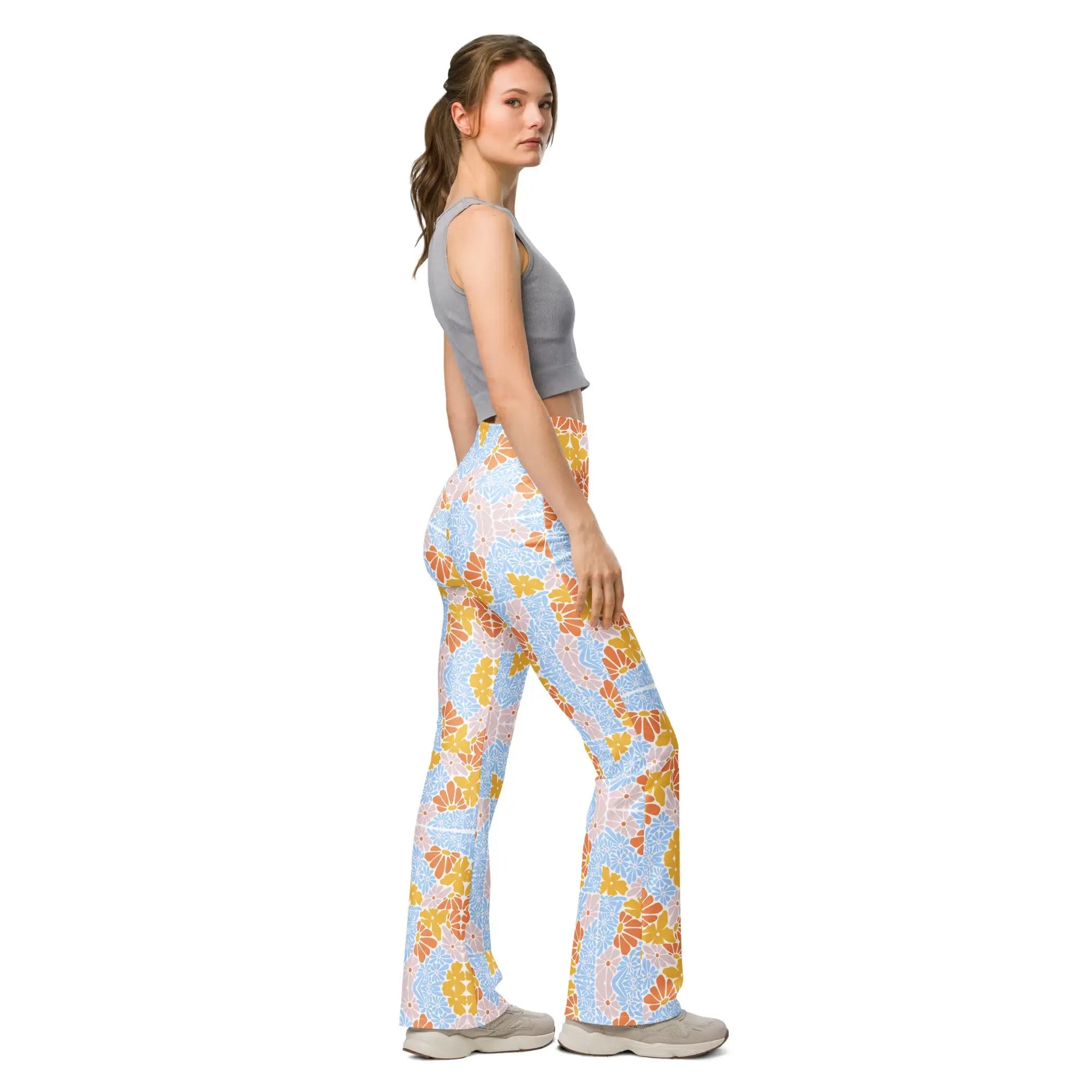 Florosent Bright Flowers | Eco-Friendly | Flare Leggings | TeeandTurtle | Sustainable