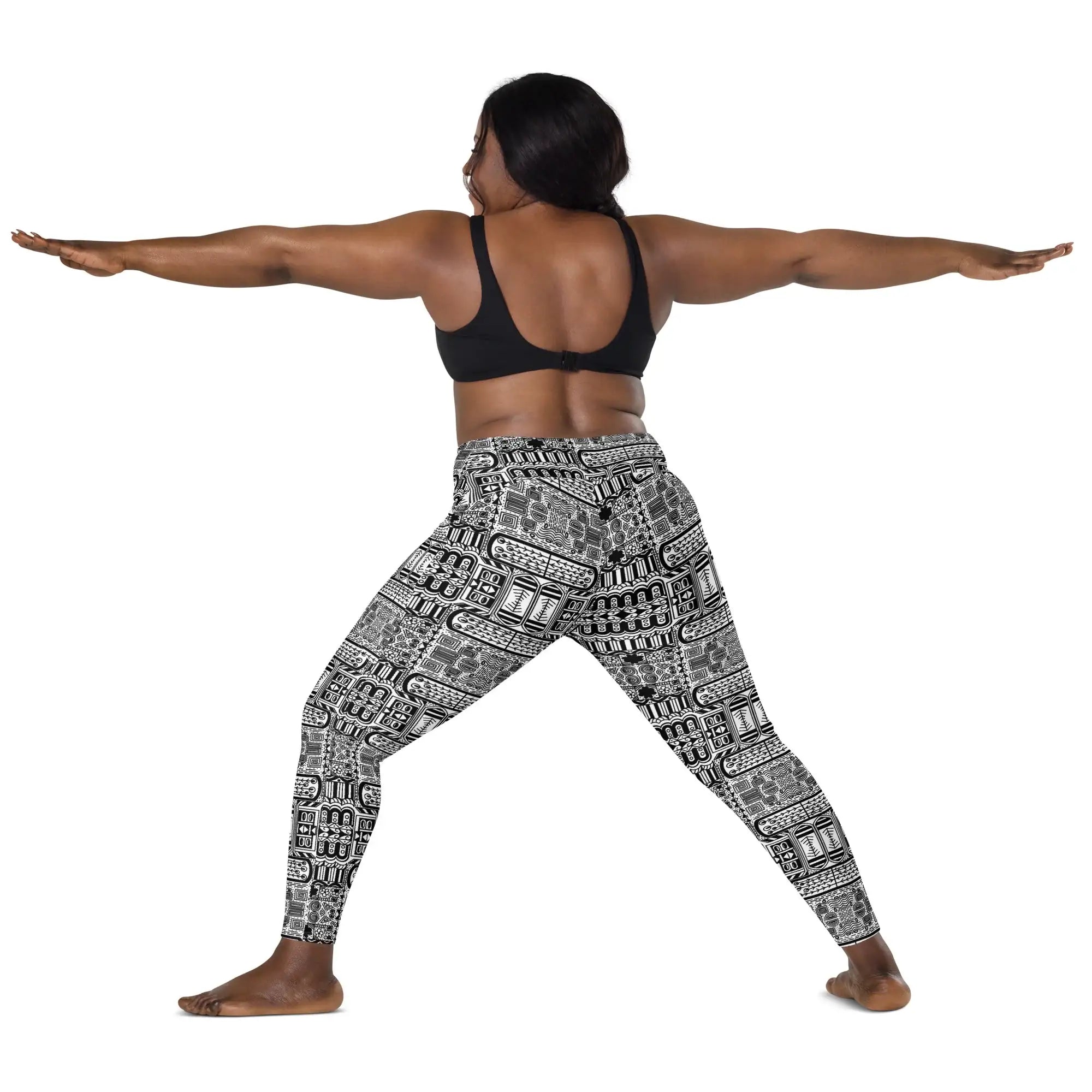 Black Aztek | Eco-Friendly | Crossover Leggings | TeeandTurtle | Sustainable