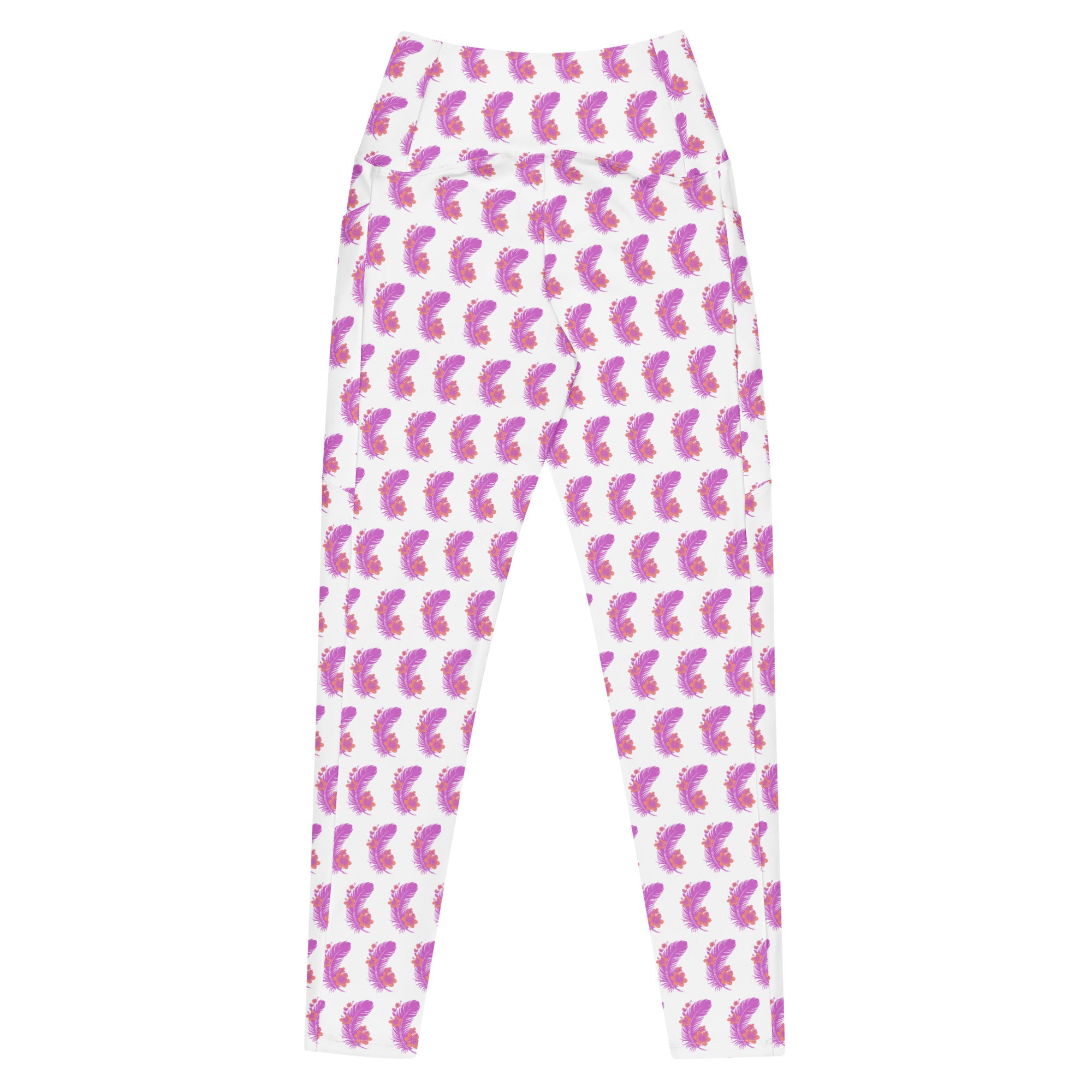 Pink Feather | Eco-Friendly | Crossover Leggings | TeeandTurtle | Sustainable
