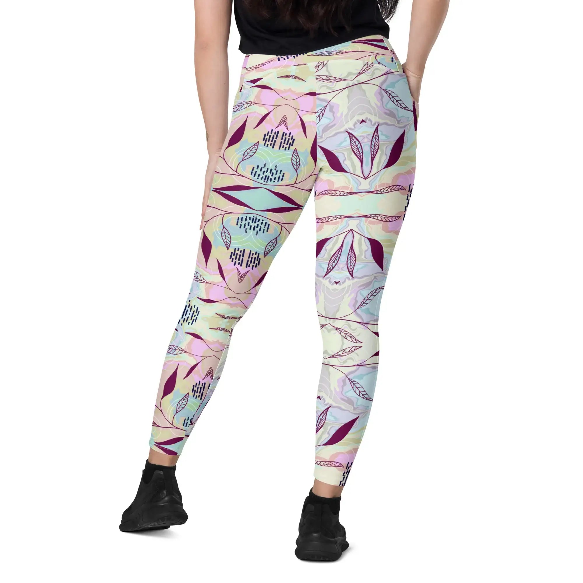 Marble Leaves | Eco-Friendly | Crossover Leggings | TeeandTurtle | Sustainable