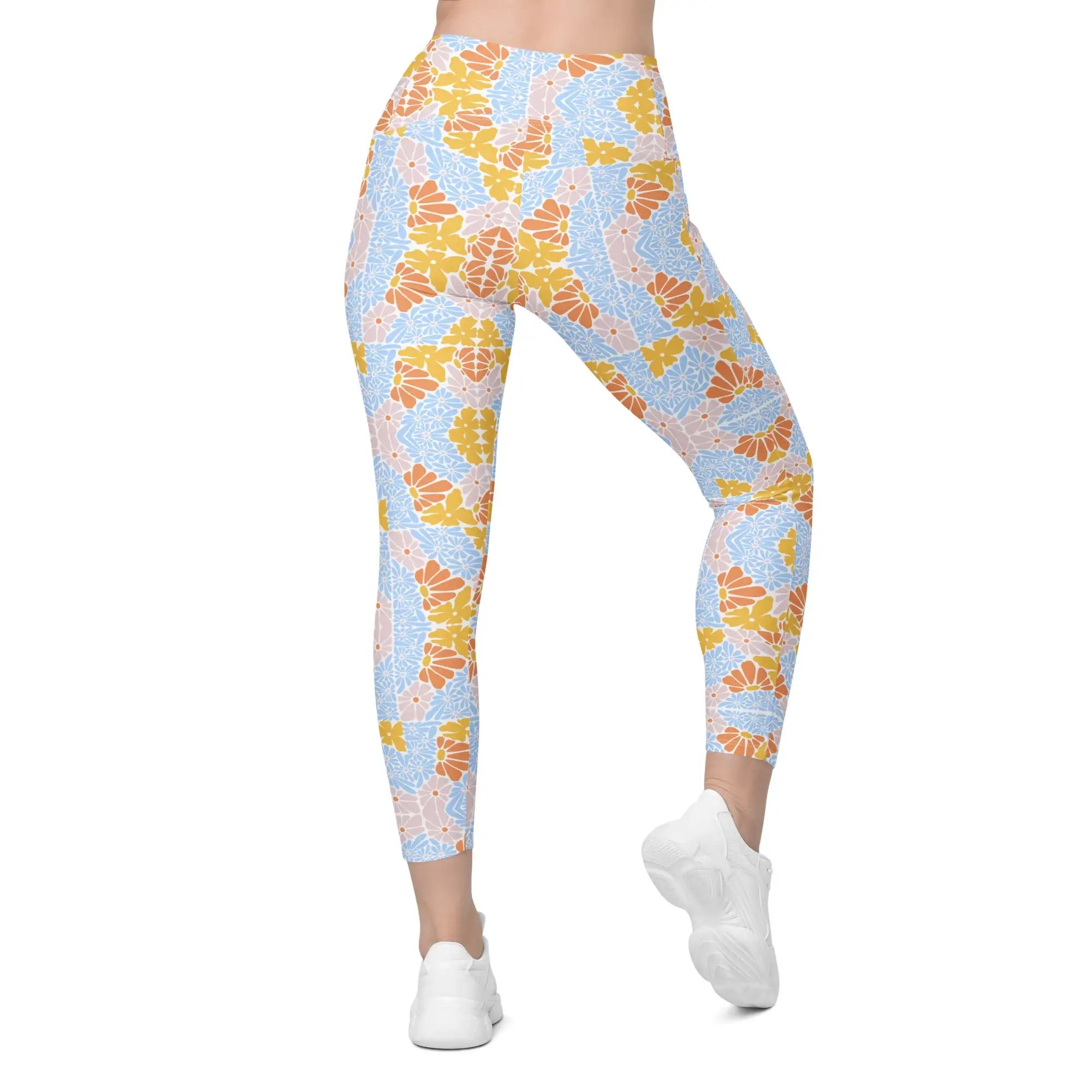 Florosent Bright Flowers | Eco-Friendly | Crossover Leggings | TeeandTurtle | Sustainable