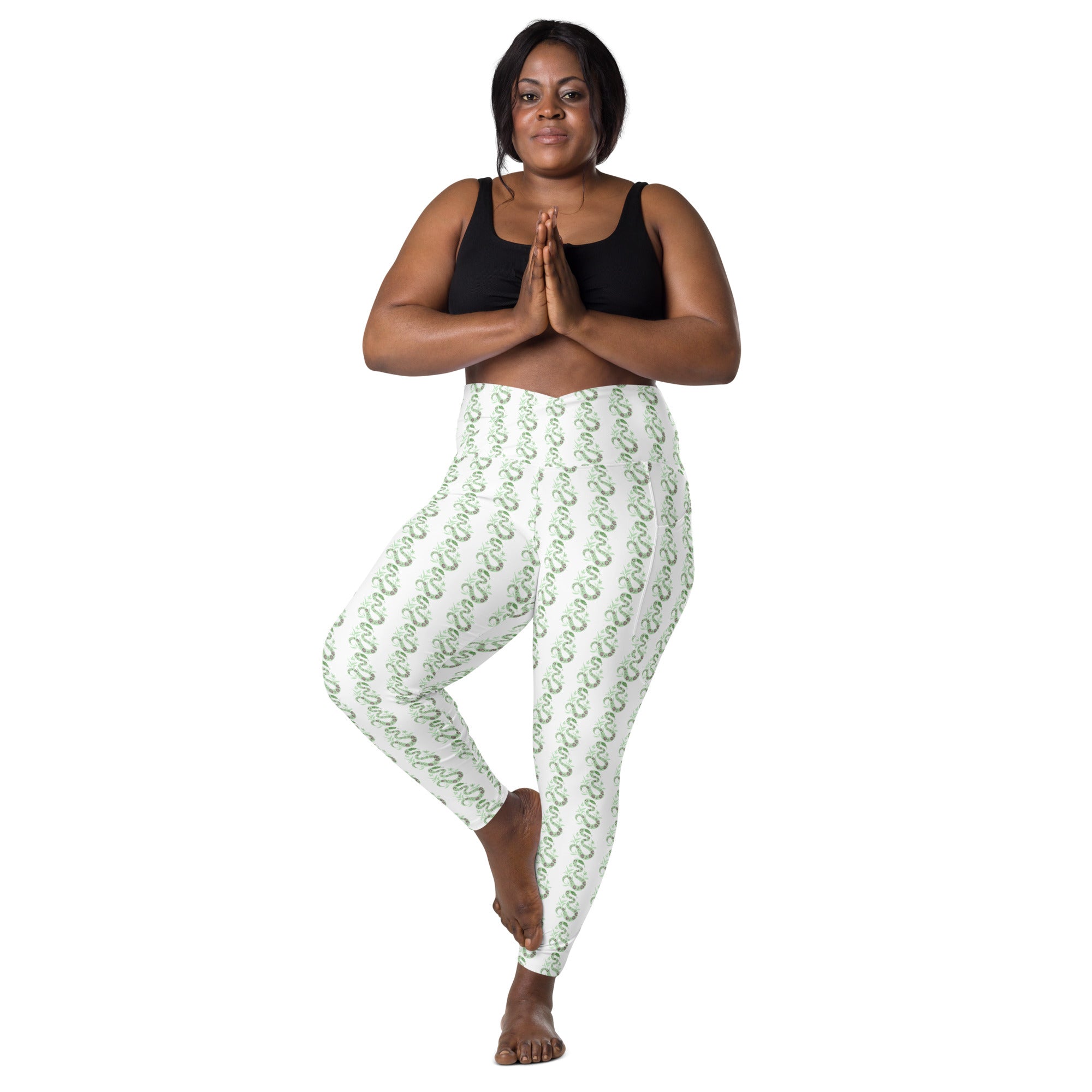 Snake Light Green | Eco-Friendly | Crossover Leggings | TeeandTurtle | Sustainable
