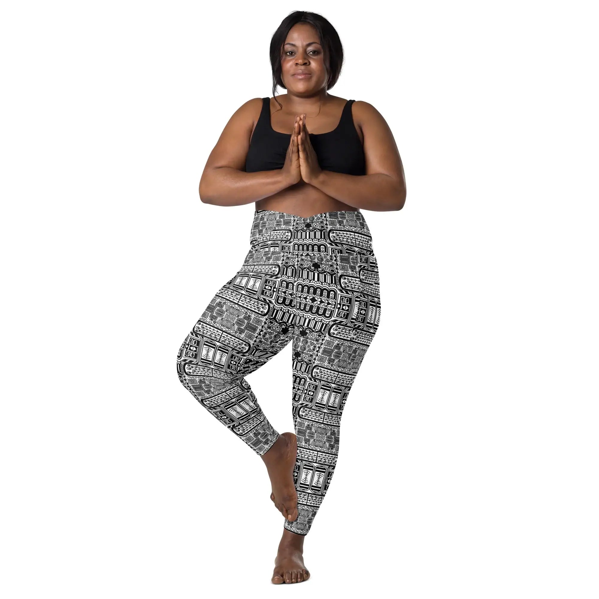 Black Aztek | Eco-Friendly | Crossover Leggings | TeeandTurtle | Sustainable