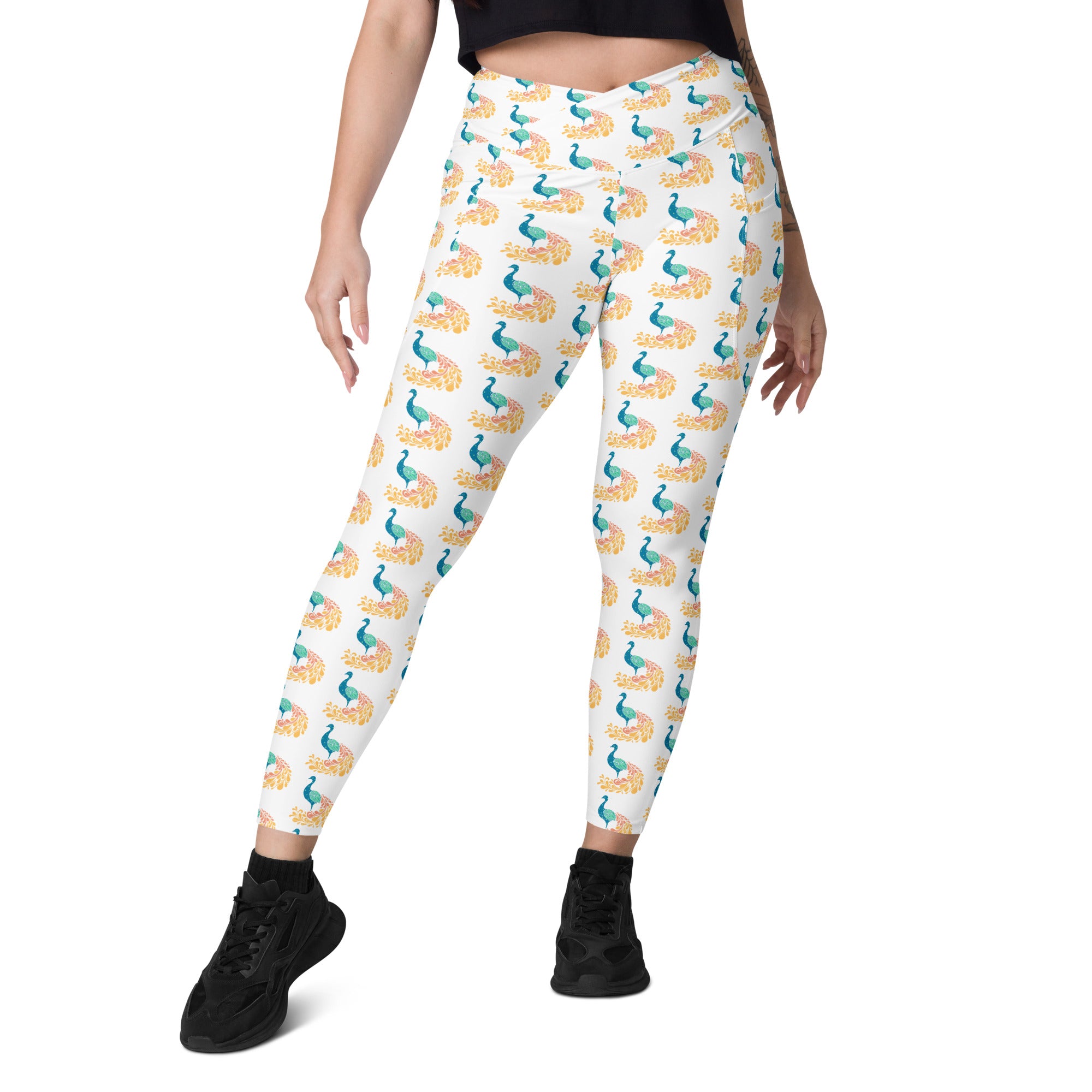 Peacock | Eco-Friendly | Crossover Leggings | TeeandTurtle | Sustainable