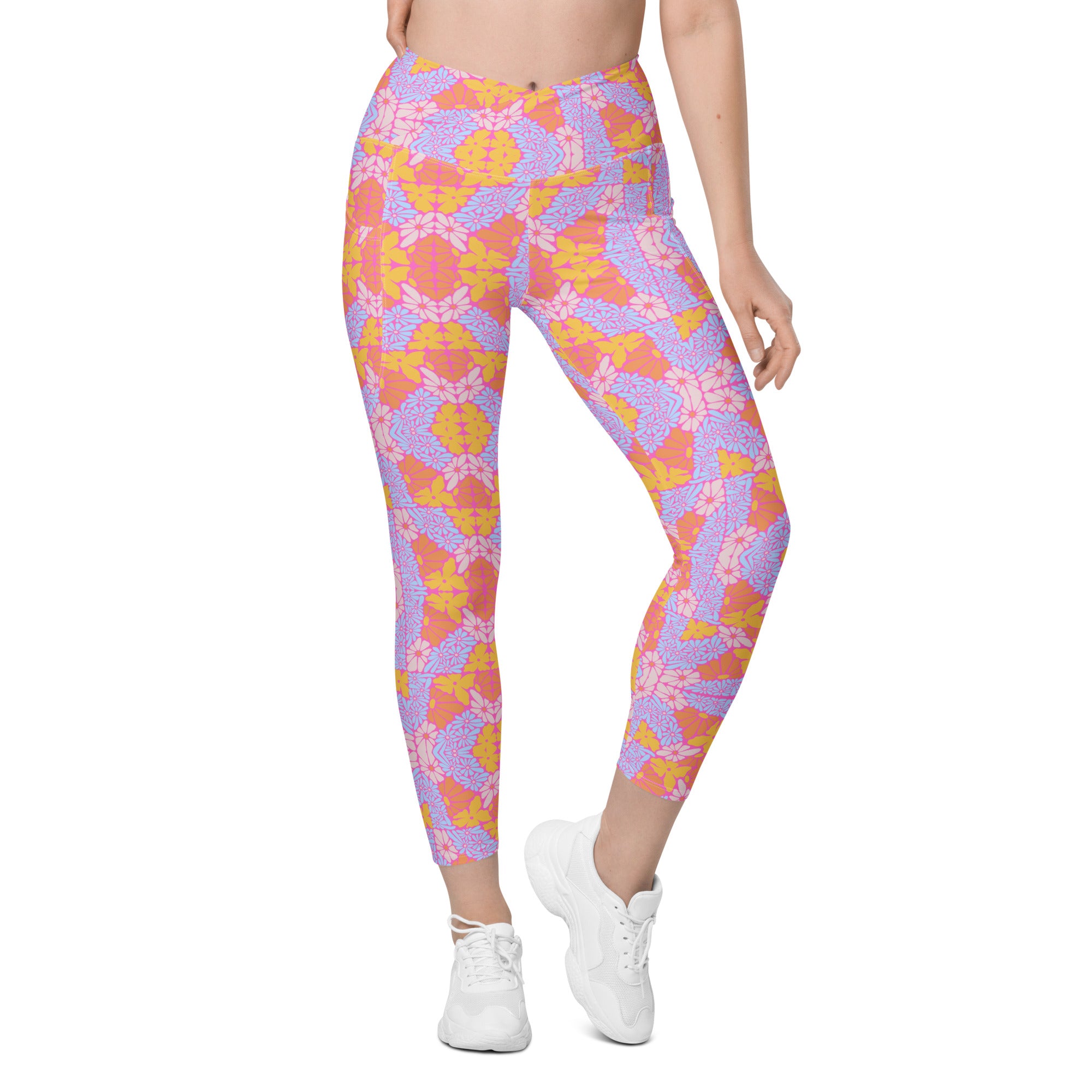 Bright Floral | Eco-Friendly | Crossover Leggings | TeeandTurtle | Sustainable