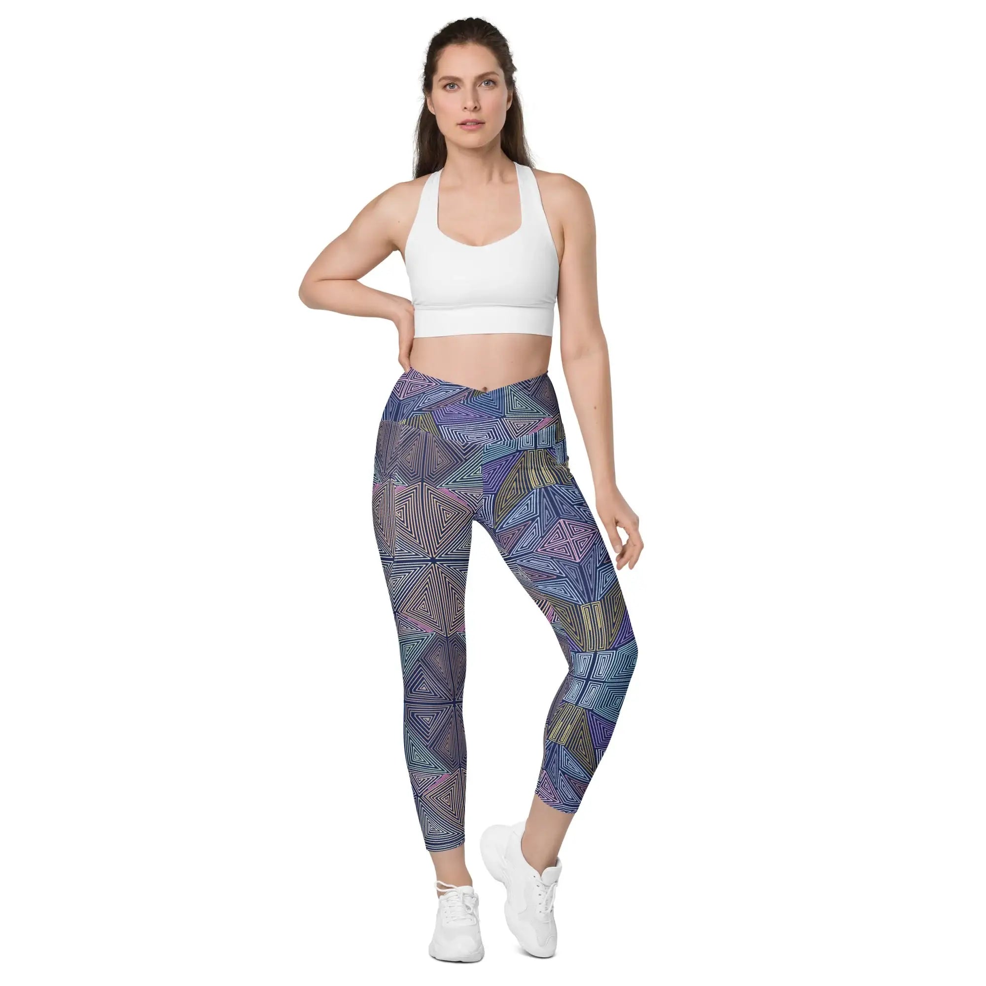 Dizzy Block | Eco-Friendly | Crossover Leggings | TeeandTurtle | Sustainable