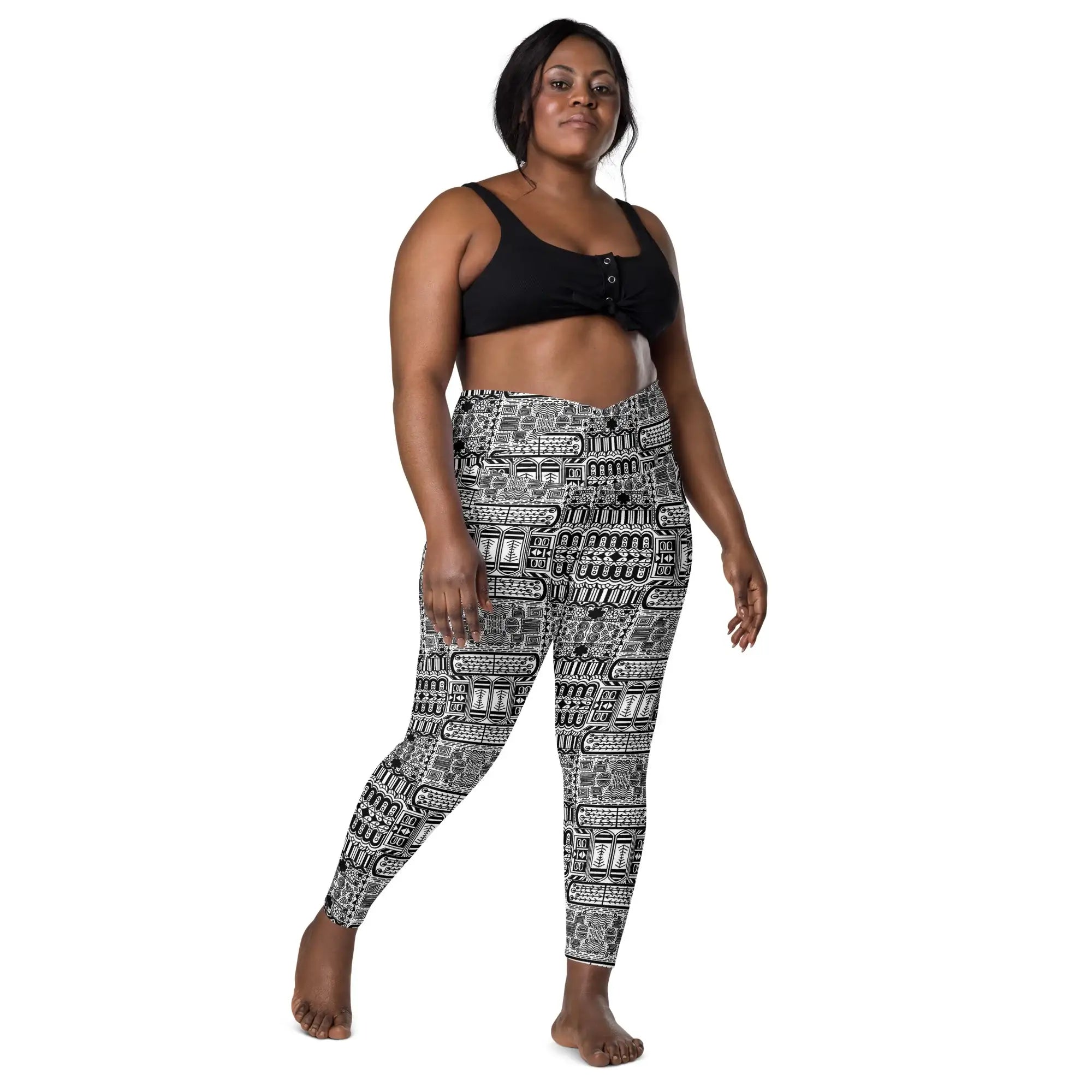 Black Aztek | Eco-Friendly | Crossover Leggings | TeeandTurtle | Sustainable