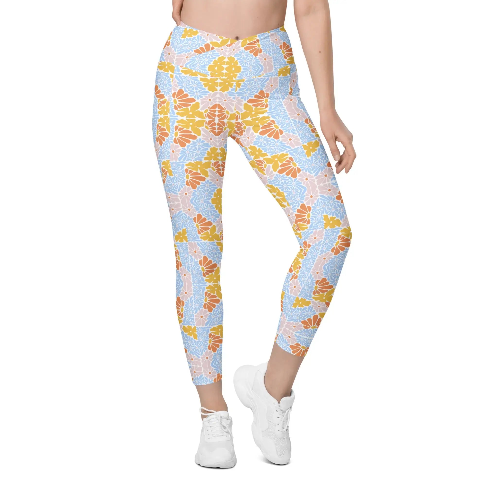 Florosent Bright Flowers | Eco-Friendly | Crossover Leggings | TeeandTurtle | Sustainable