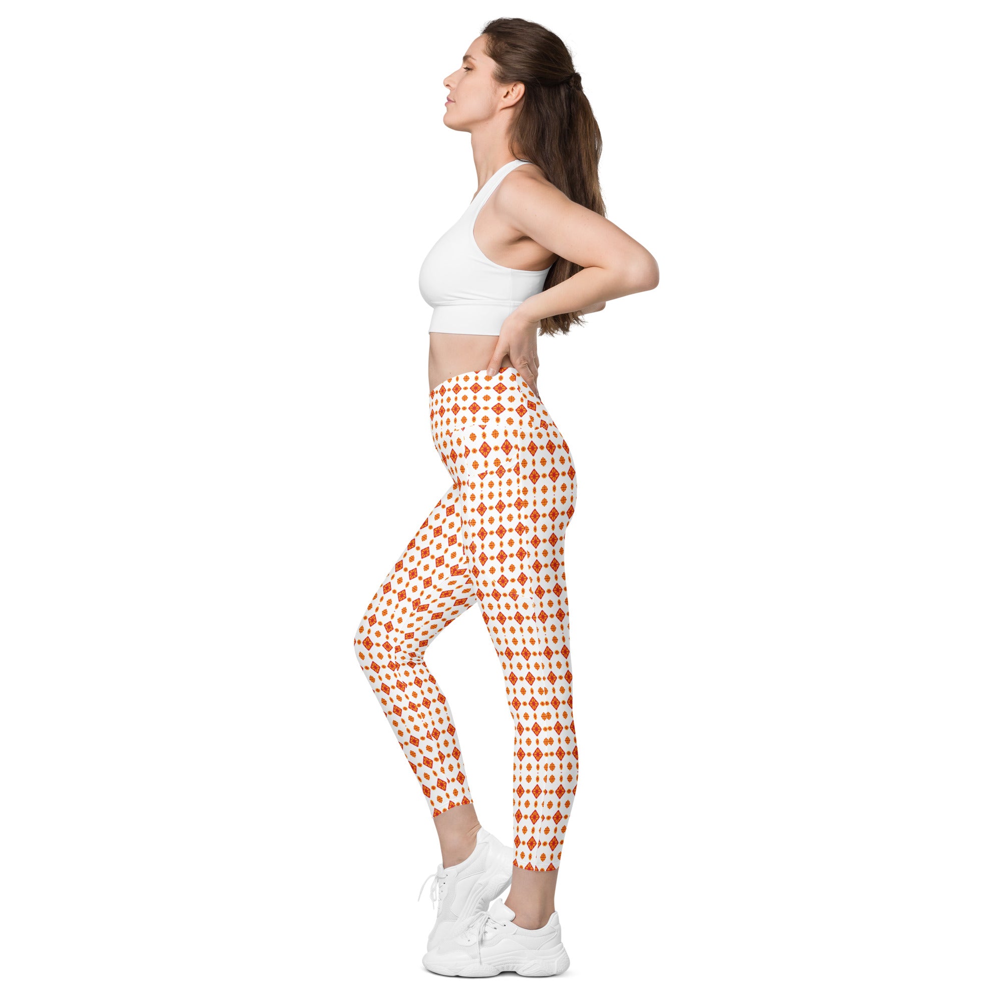 Orange Batik | Eco-Friendly | Crossover Leggings | TeeandTurtle | Sustainable
