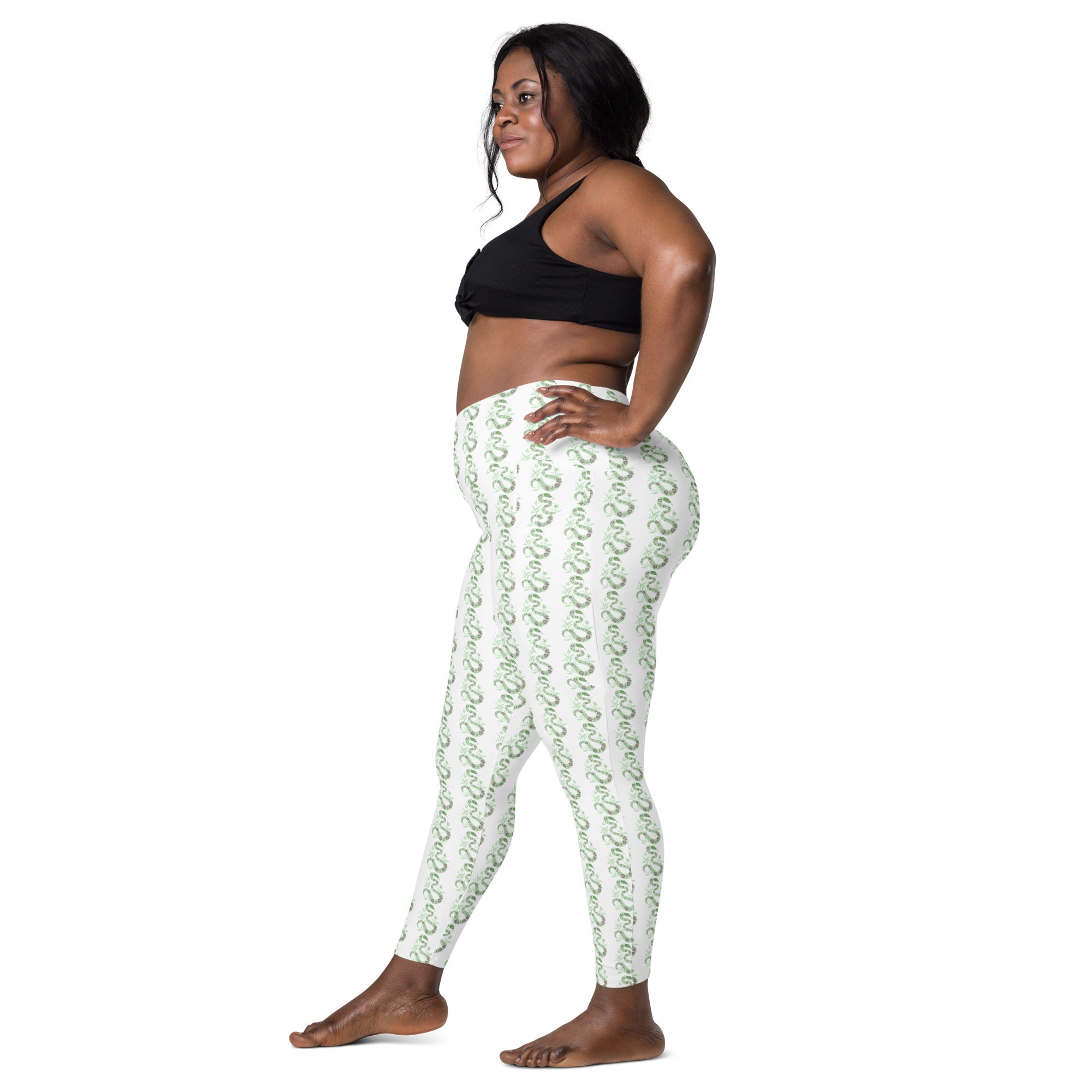 Snake Light Green | Eco-Friendly | Crossover Leggings | TeeandTurtle | Sustainable