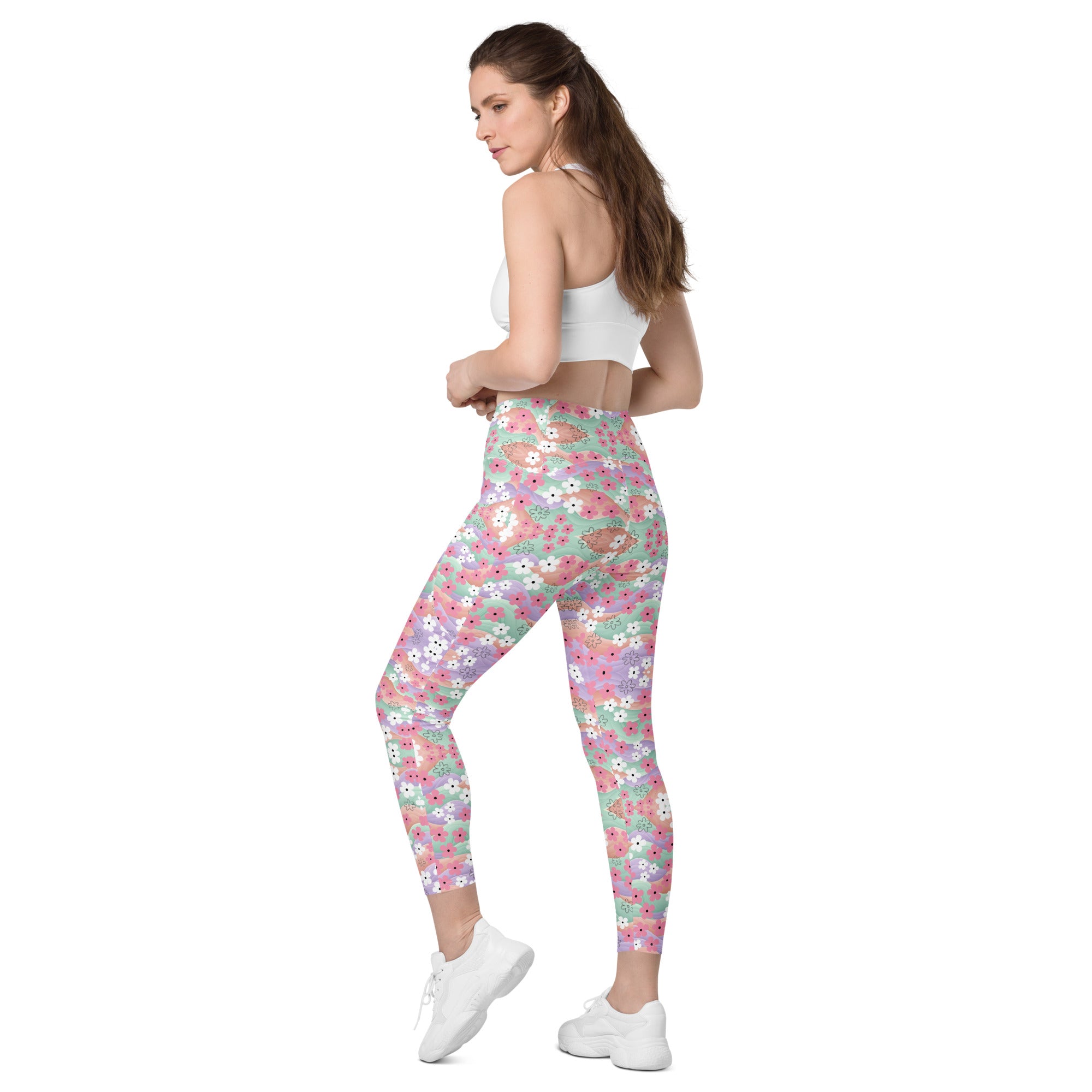 Waves Of Flowers | Eco-Friendly | Crossover Leggings | TeeandTurtle | Sustainable