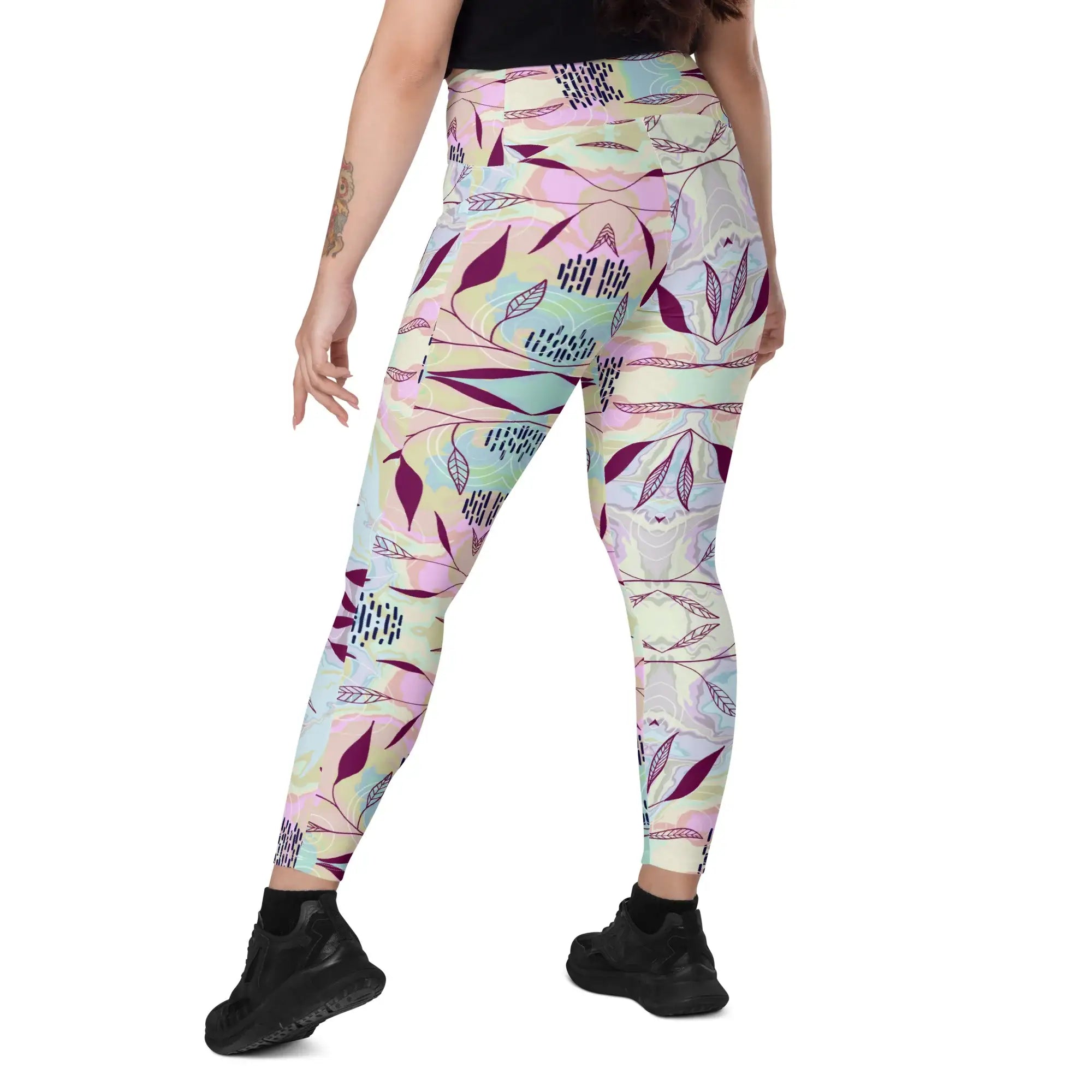 Marble Leaves | Eco-Friendly | Crossover Leggings | TeeandTurtle | Sustainable