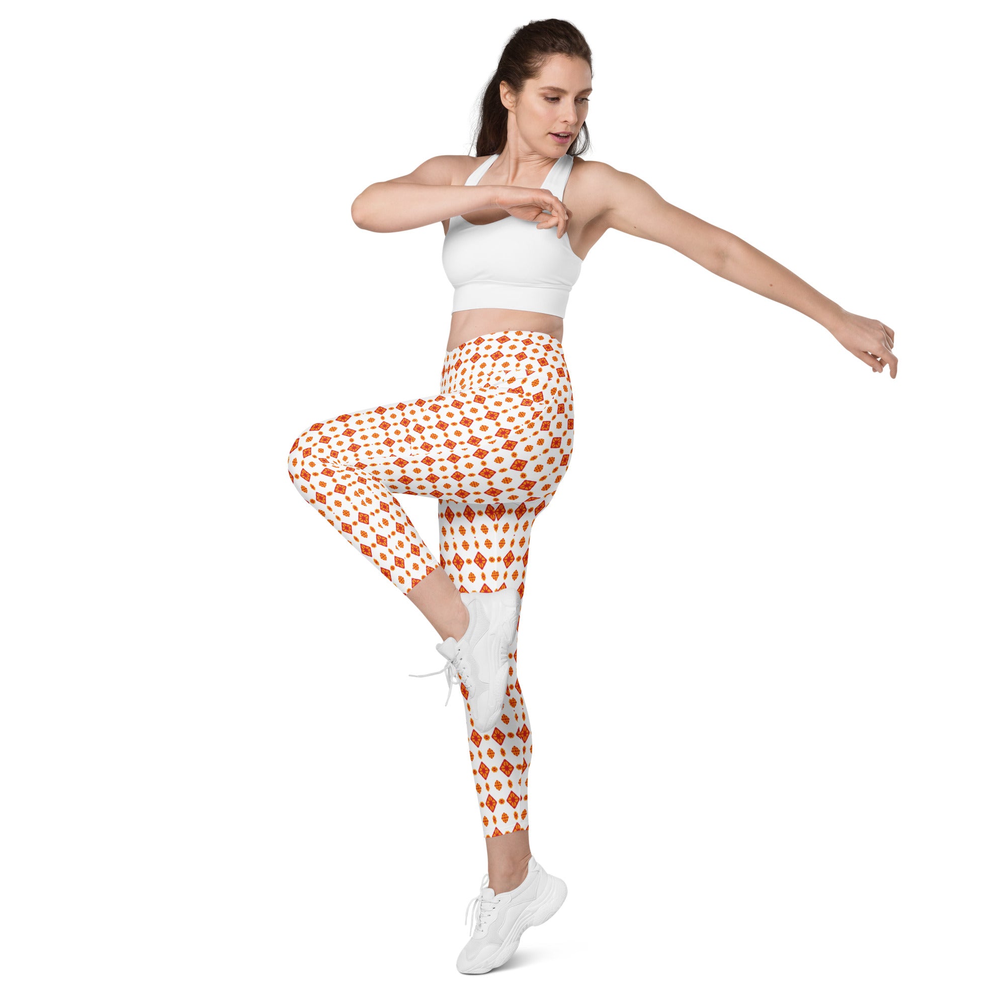Orange Batik | Eco-Friendly | Crossover Leggings | TeeandTurtle | Sustainable