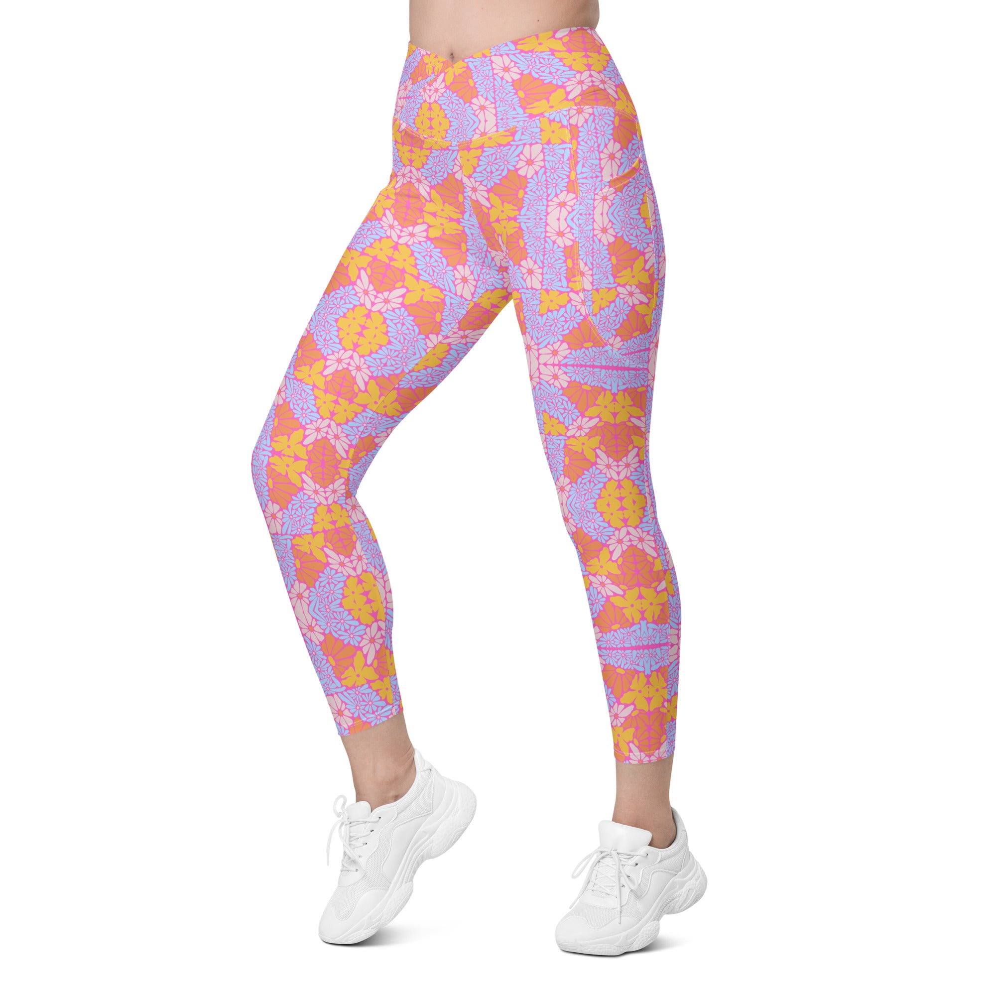 Bright Floral | Eco-Friendly | Crossover Leggings | TeeandTurtle | Sustainable