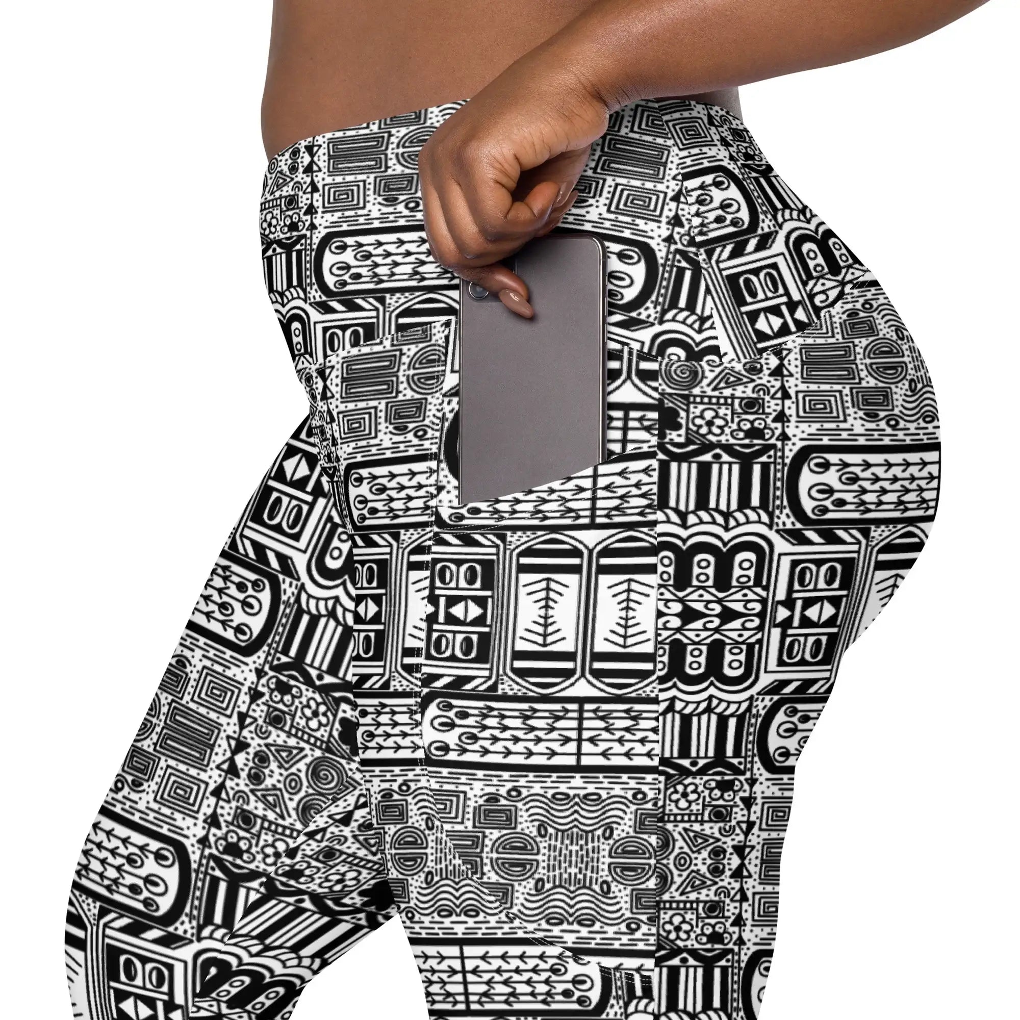 Black Aztek | Eco-Friendly | Crossover Leggings | TeeandTurtle | Sustainable