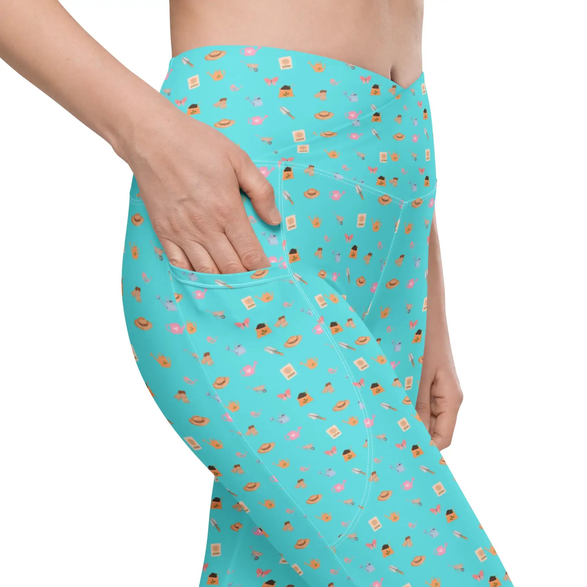Blue Garden Tools | Eco-Friendly | Crossover Leggings | TeeandTurtle | Sustainable