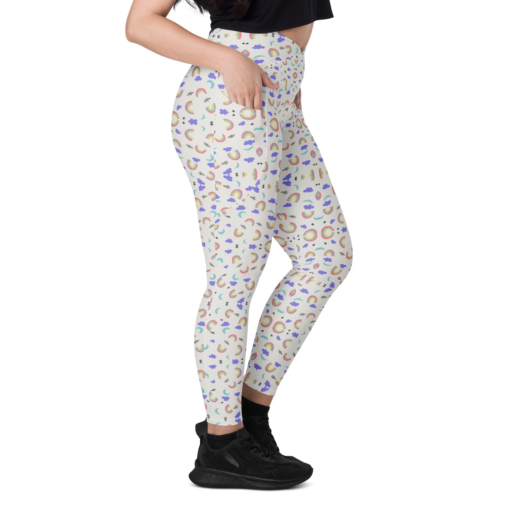 Rainbow Clouds | Eco-Friendly | Crossover Leggings | TeeandTurtle | Sustainable