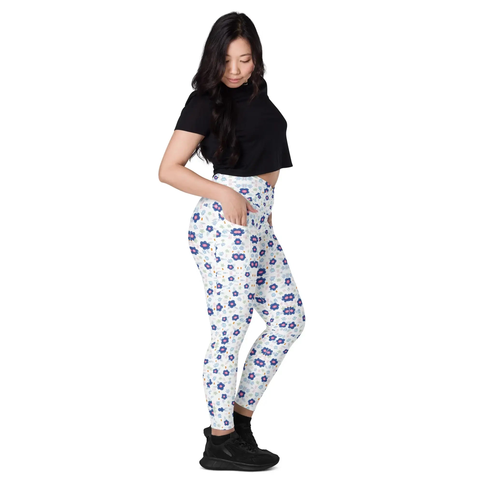 Blue Drops | Eco-Friendly | Crossover Leggings | TeeandTurtle | Sustainable
