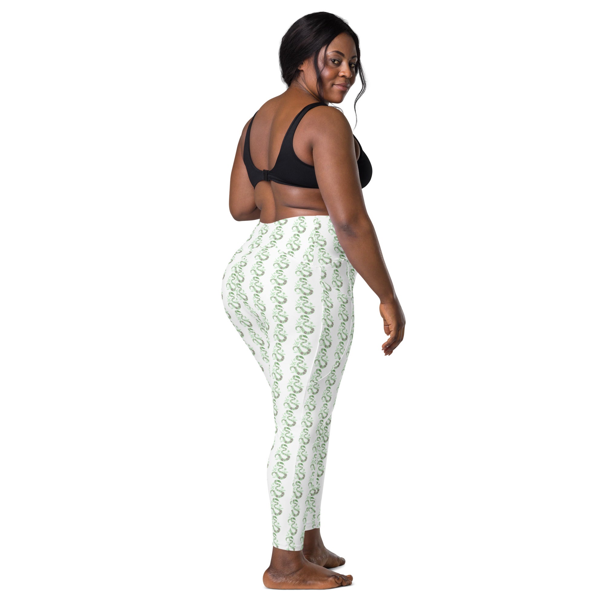 Snake Light Green | Eco-Friendly | Crossover Leggings | TeeandTurtle | Sustainable