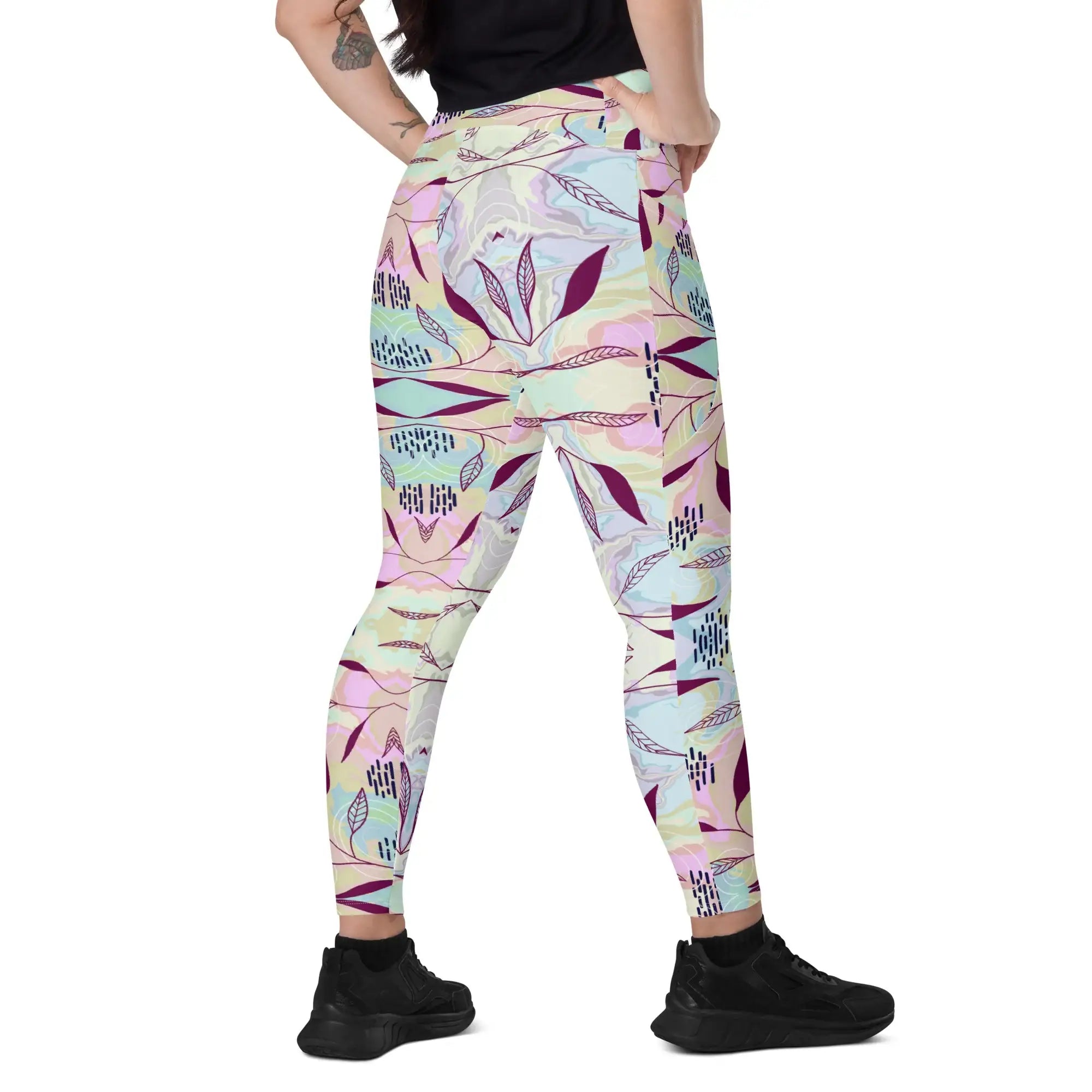 Marble Leaves | Eco-Friendly | Crossover Leggings | TeeandTurtle | Sustainable
