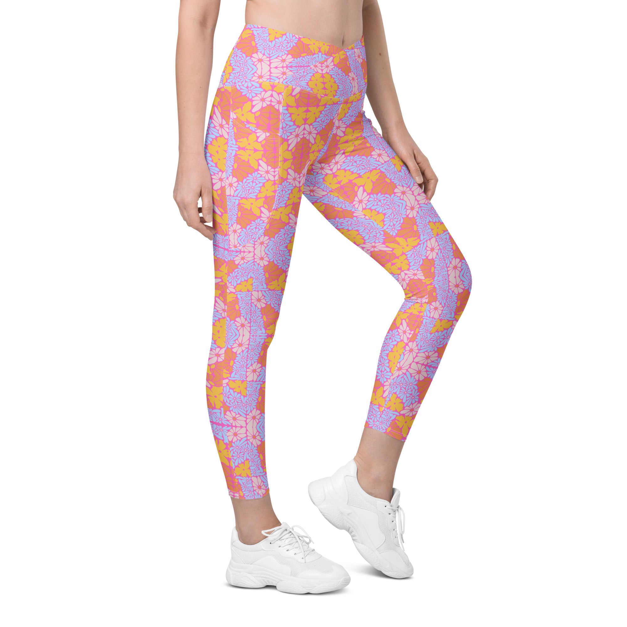 Bright Floral | Eco-Friendly | Crossover Leggings | TeeandTurtle | Sustainable