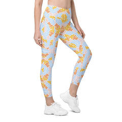 Florosent Bright Flowers | Eco-Friendly | Crossover Leggings | TeeandTurtle | Sustainable