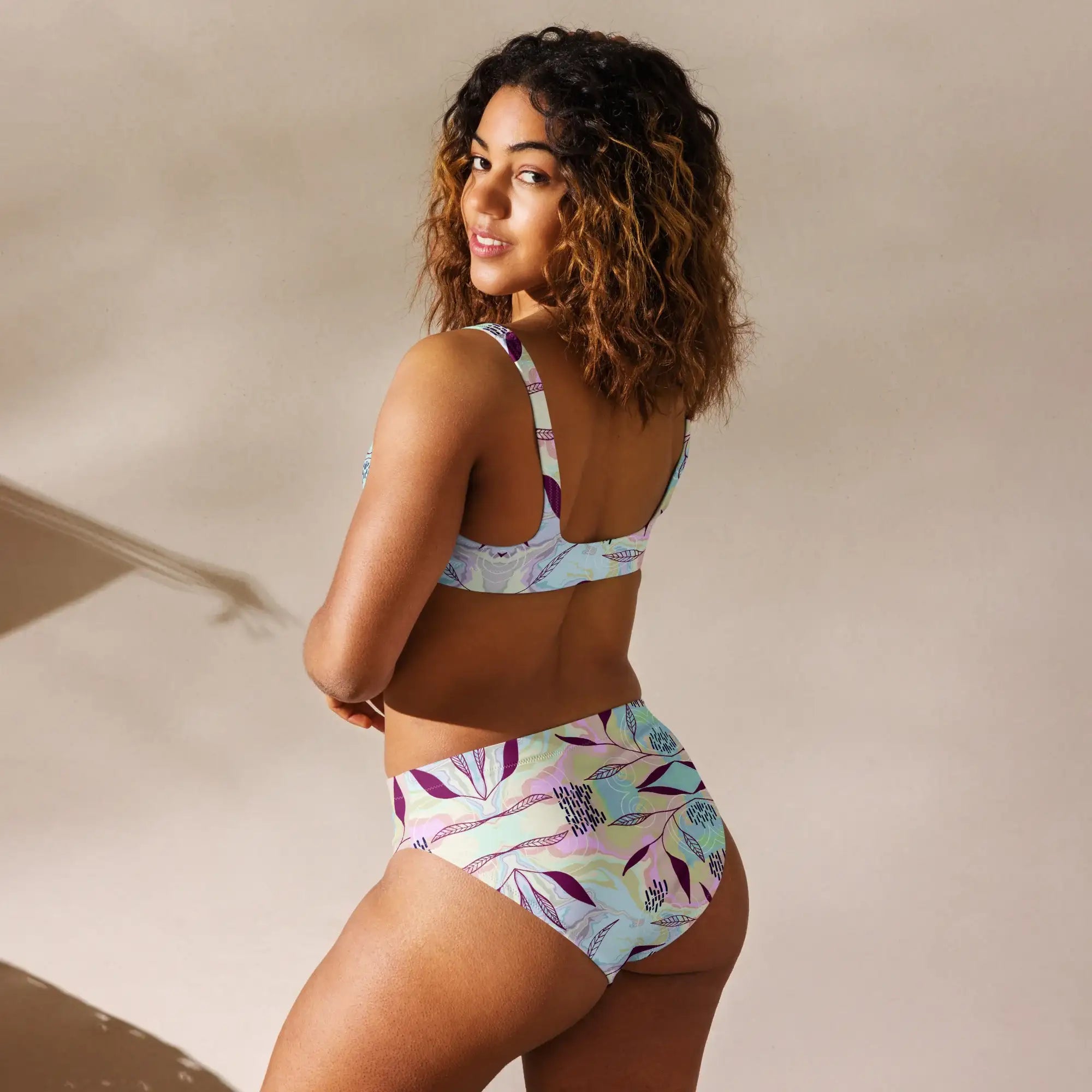 Marble Leaves | Eco-Friendly | High-waisted Bikini | TeeandTurtle | Sustainable