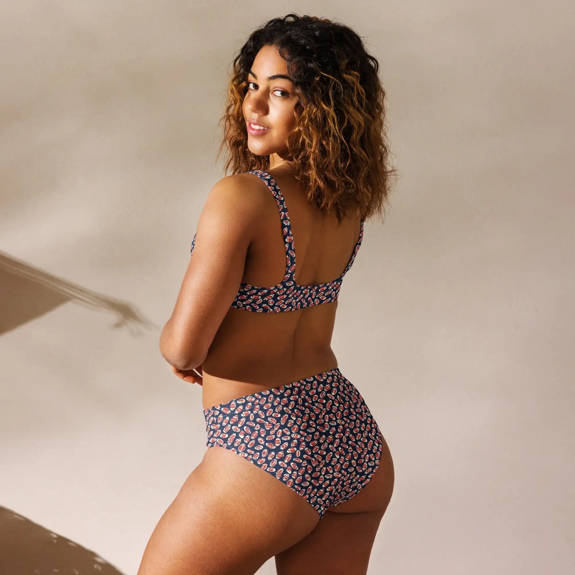 Football | Eco-Friendly | High-waisted Bikini | TeeandTurtle | Sustainable