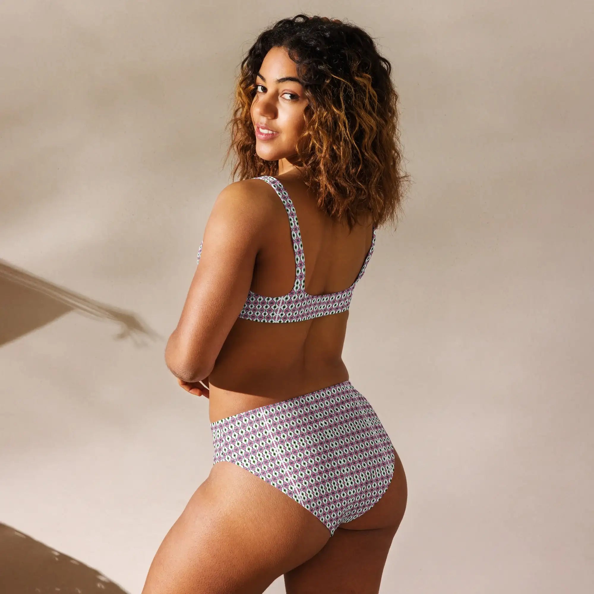 Green Diamonds | Eco-Friendly | High-waisted Bikini | TeeandTurtle | Sustainable