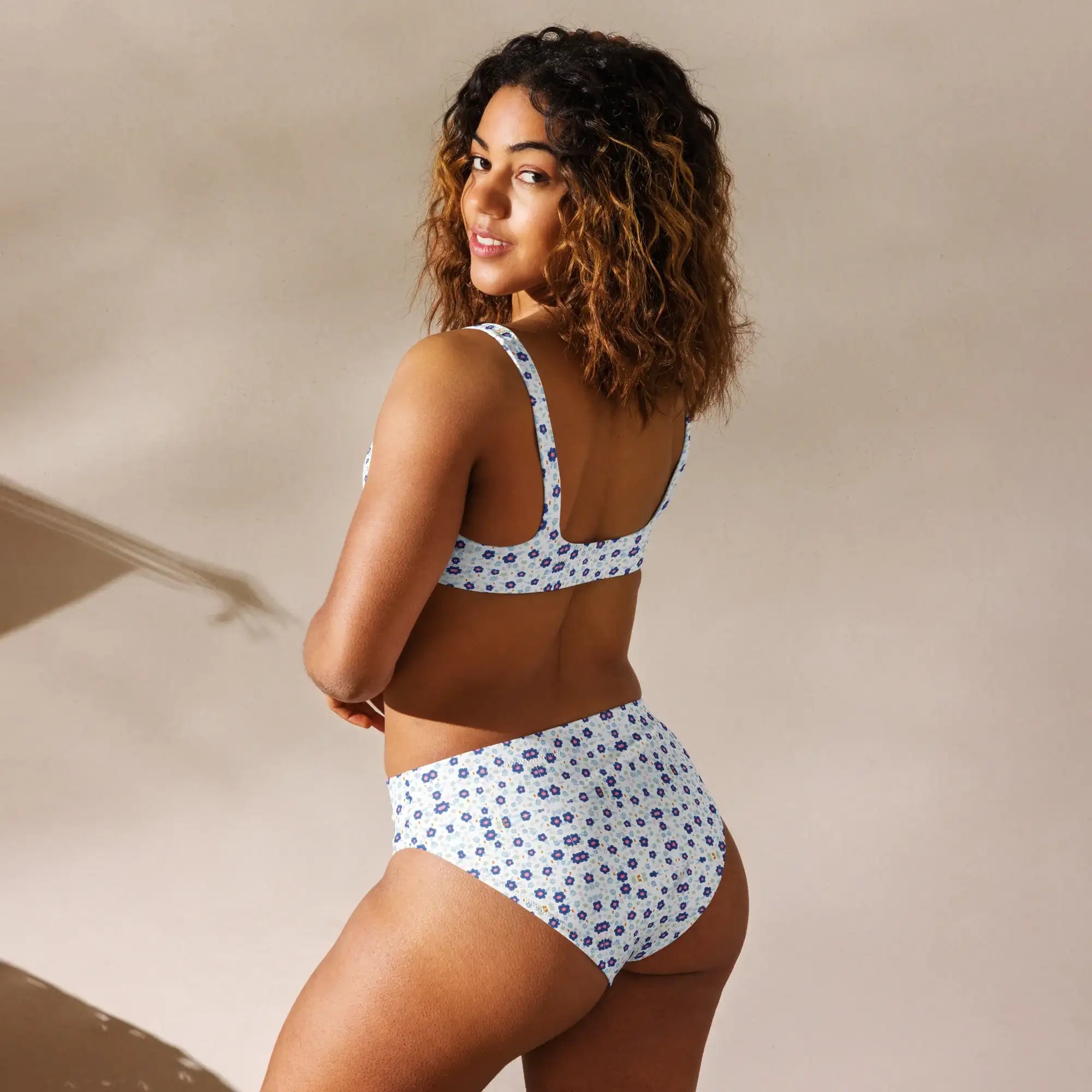 Blue Drops | Eco-Friendly | High-waisted Bikini | TeeandTurtle | Sustainable