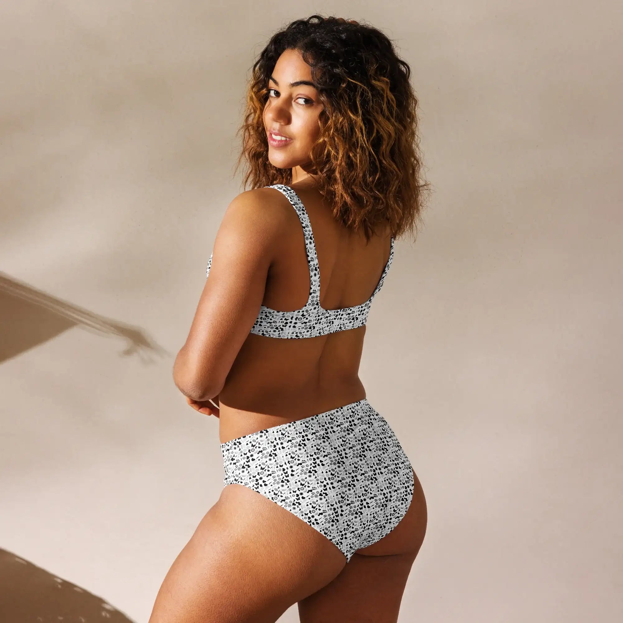 Black Garden | Eco-Friendly | High-waisted Bikini | TeeandTurtle | Sustainable