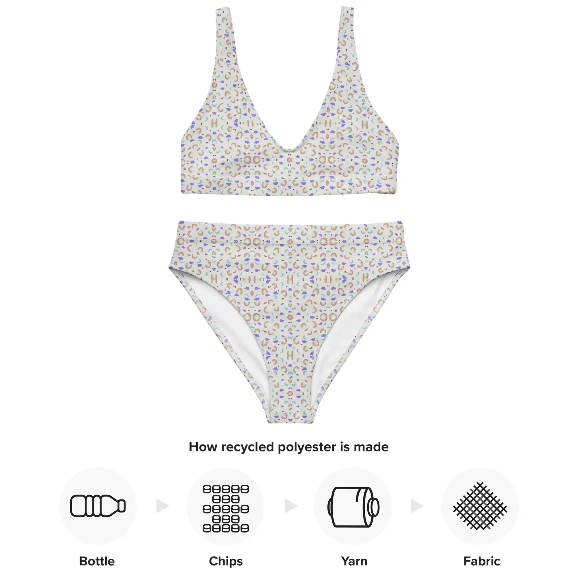 Rainbow Cloud | Eco-Friendly | High-waisted Bikini | TeeandTurtle | Sustainable