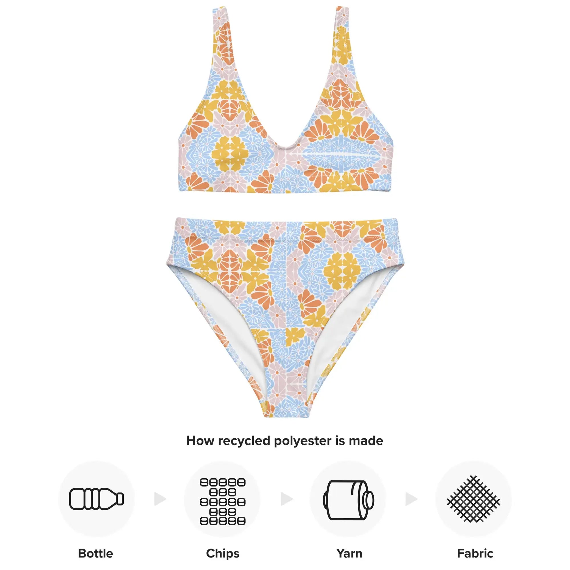 Bright Floral | Eco-Friendly | High-waisted Bikini | TeeandTurtle | Sustainable