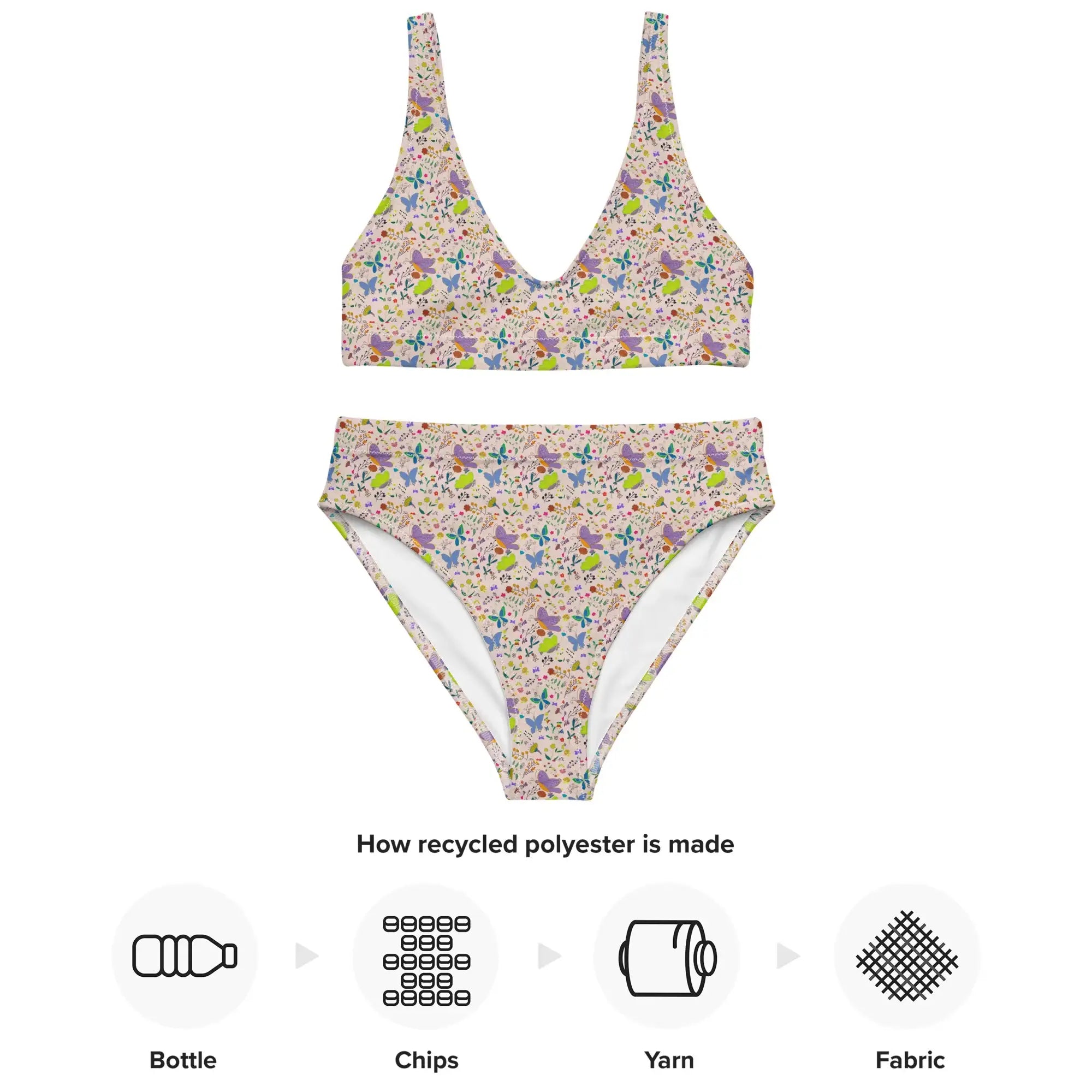 Butterflies | Eco-Friendly | High-waisted Bikini | TeeandTurtle | Sustainable