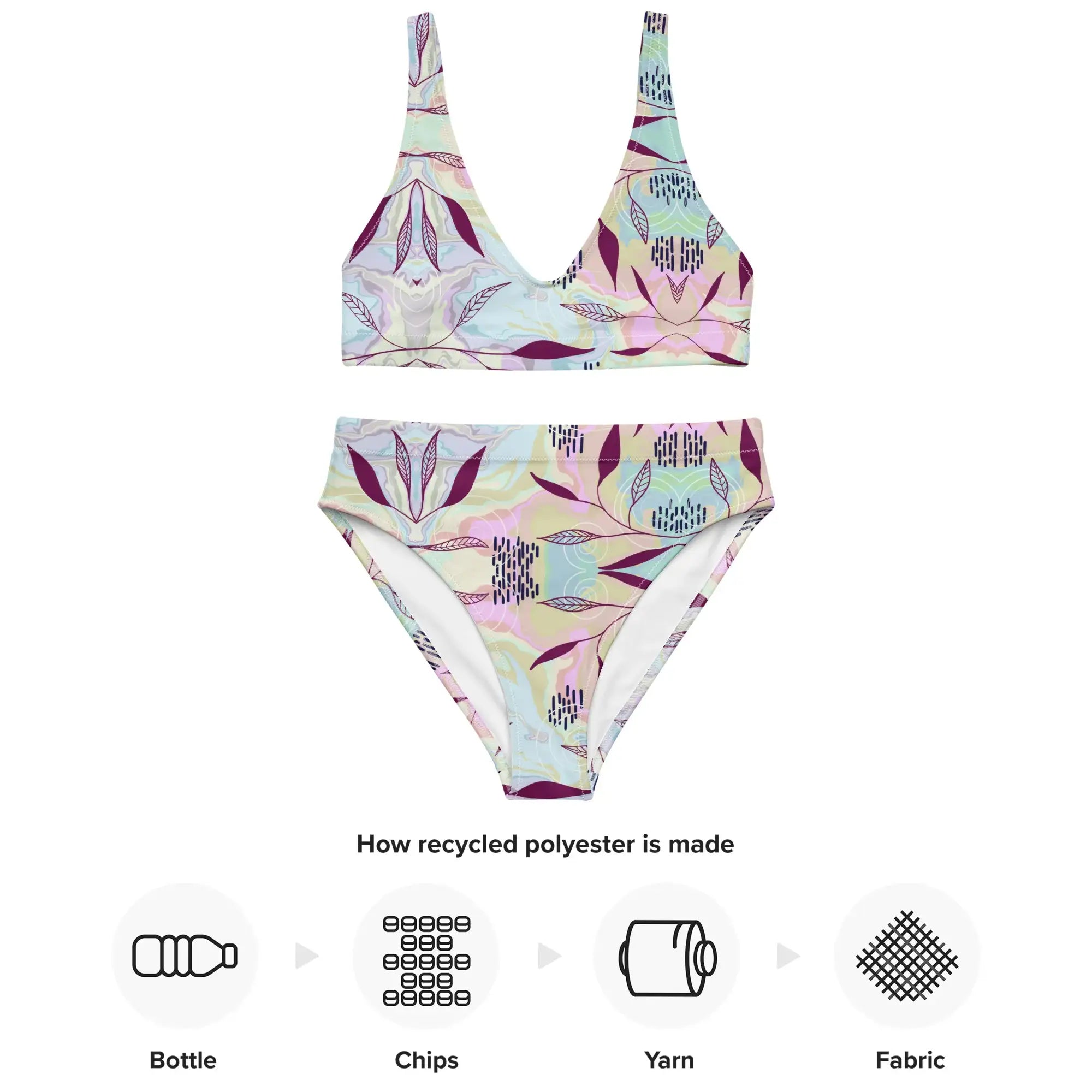 Marble Leaves | Eco-Friendly | High-waisted Bikini | TeeandTurtle | Sustainable