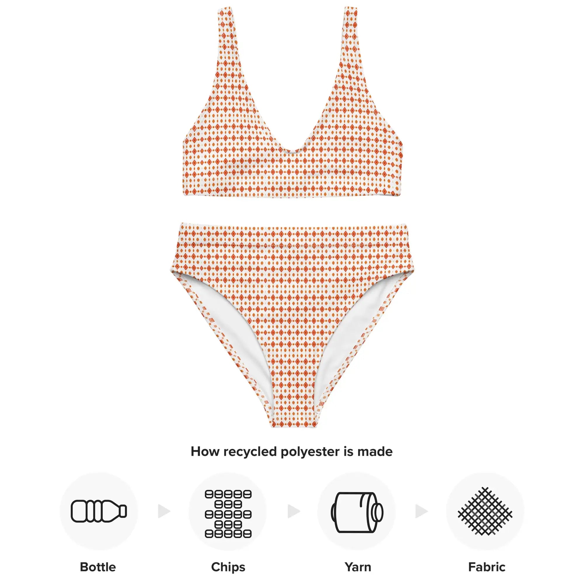 Orange Batik | Eco-Friendly | High-waisted Bikini | TeeandTurtle | Sustainable