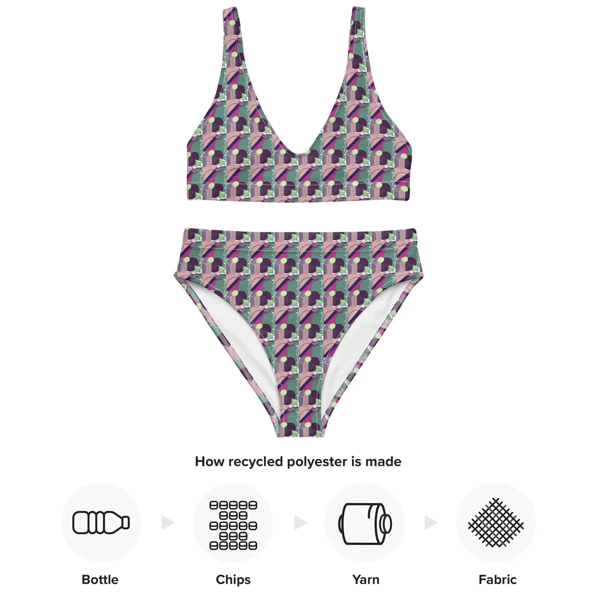 Geometrical | Eco-Friendly | High-waisted Bikini | TeeandTurtle | Sustainable