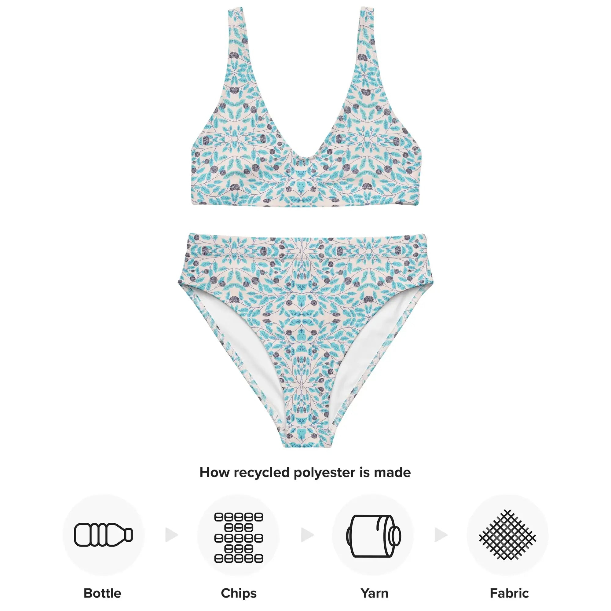 Winter Leaves | Eco-Friendly | High-waisted Bikini | TeeandTurtle | Sustainable