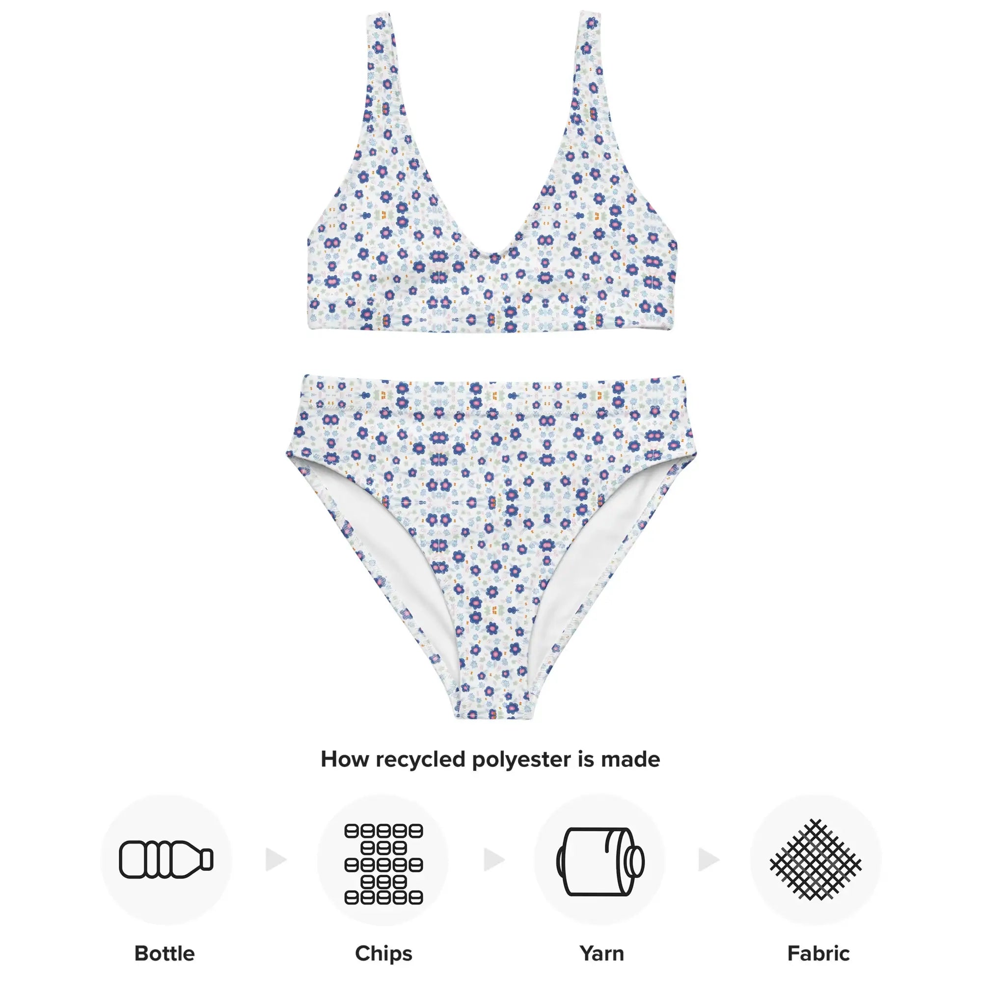 Blue Drops | Eco-Friendly | High-waisted Bikini | TeeandTurtle | Sustainable