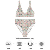 Birds Garden | Eco-Friendly | High-waisted Bikini | TeeandTurtle | Sustainable